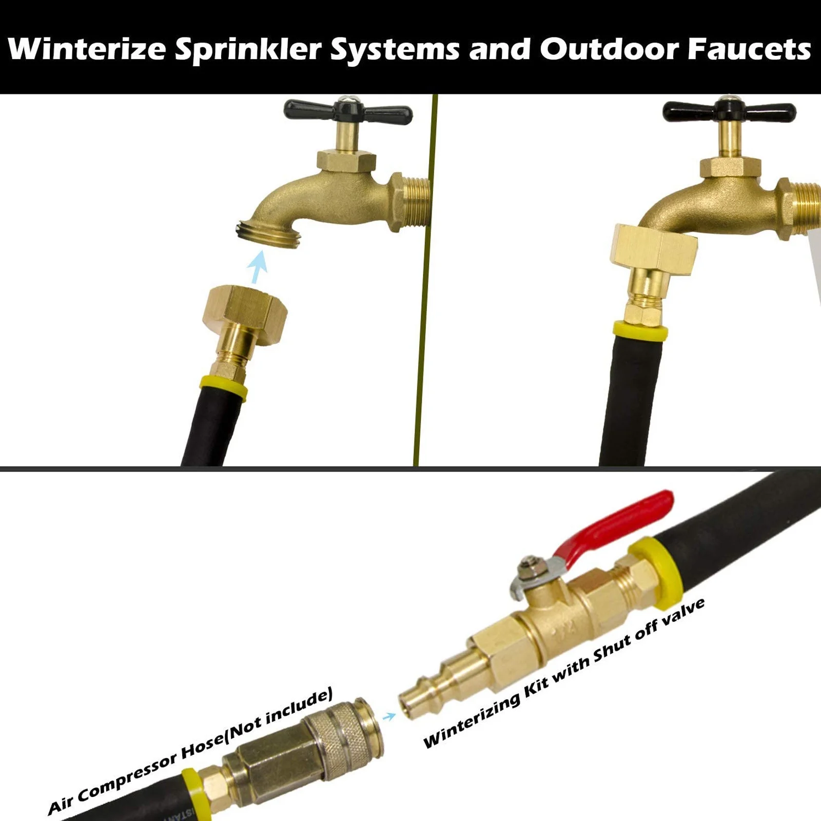 Sprinkler System Valves Air Compressor Quick-Connect Plug Water Blow Out Fitting Adapter For Winterize
