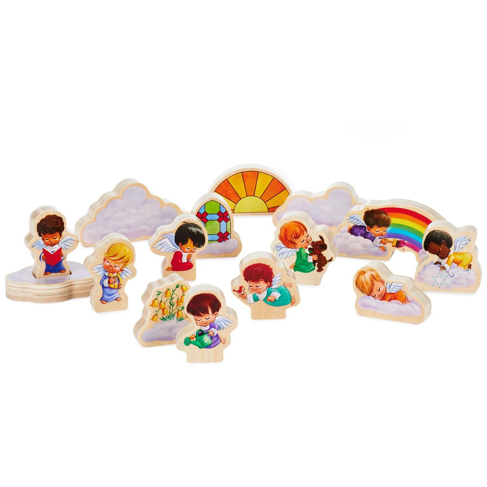 Hallmark 1KID1125 Mary's Angels Wood Play Set, 15 pieces