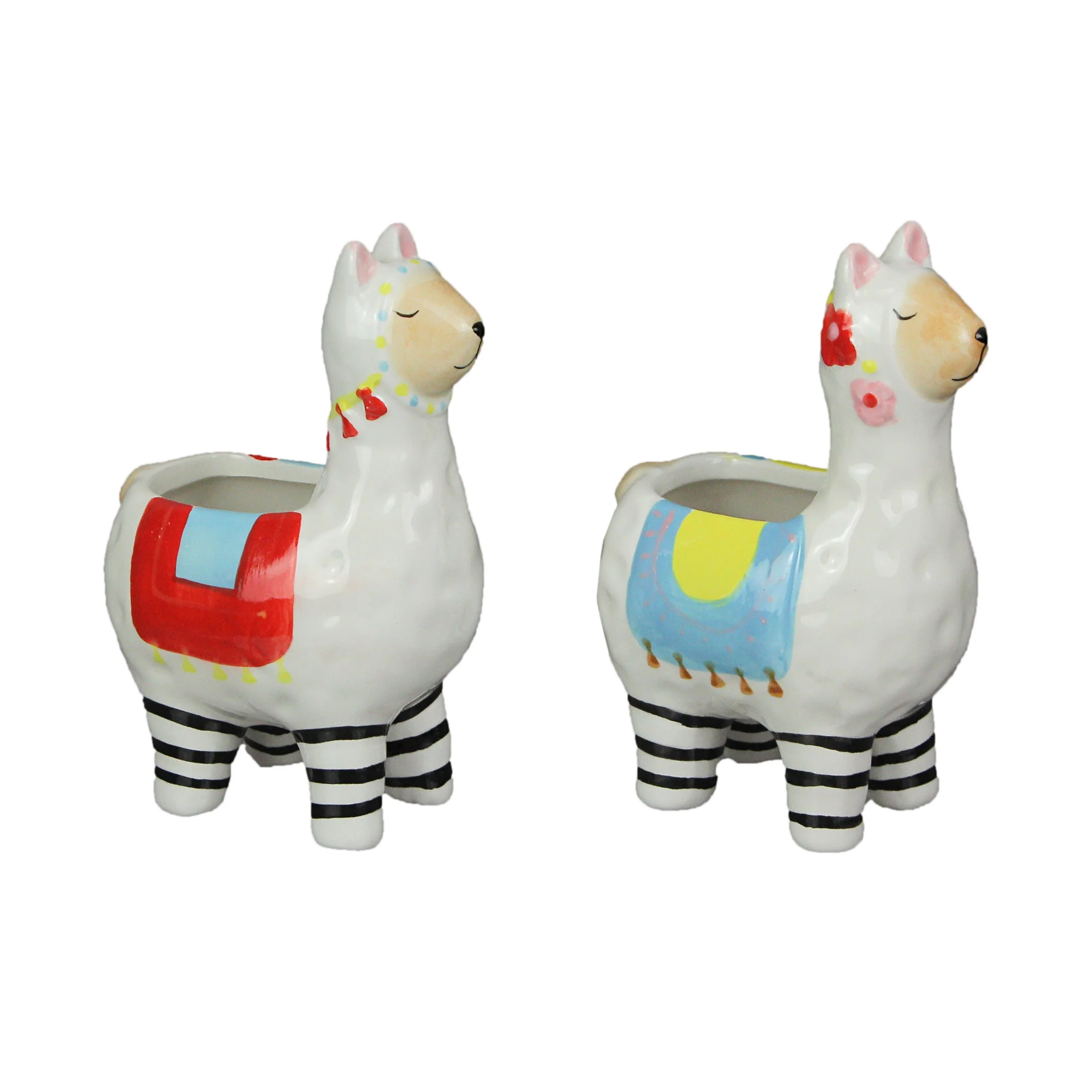 Transpac Ceramic Llama Planters Succulent Flower Pot Herb Holder (Set of 2)