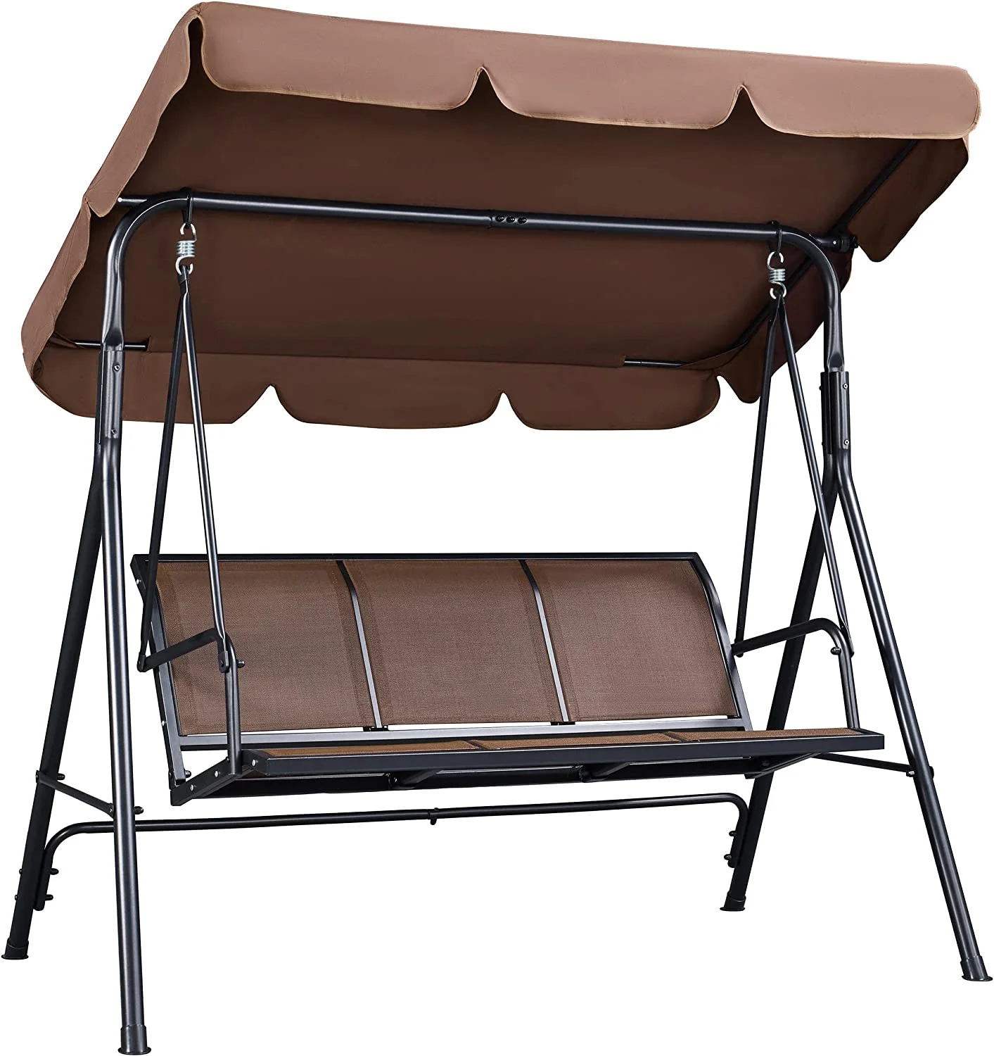 Sunset Hanging Swing: Adjustable Canopy, Texteline Fabric, 3-Seat Patio Lounge for Garden.