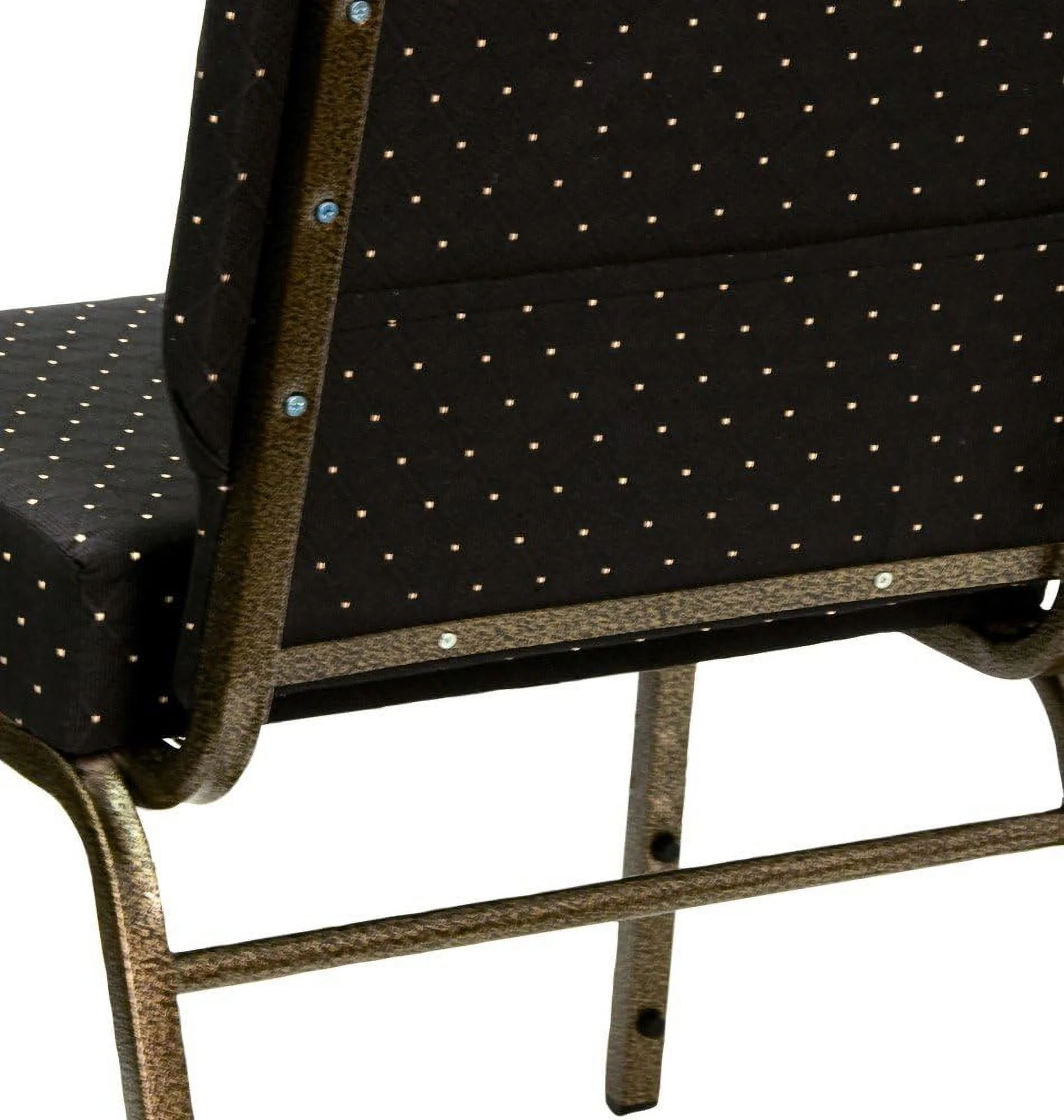 HERCULES Series 21''W Stacking Church Chair In Black Dot Patterned Fabric - Vein Frame