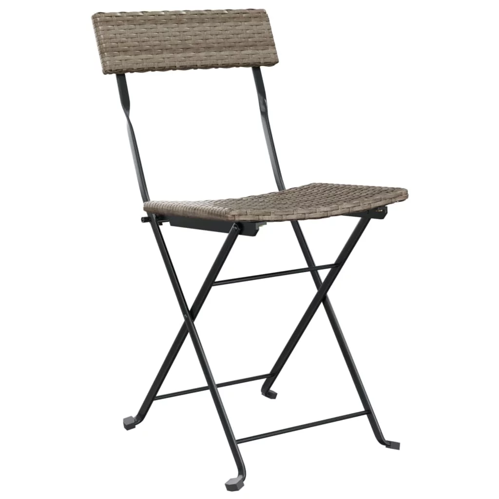 Dcenta Folding Bistro Chairs 6 pcs Gray Poly Rattan and Steel