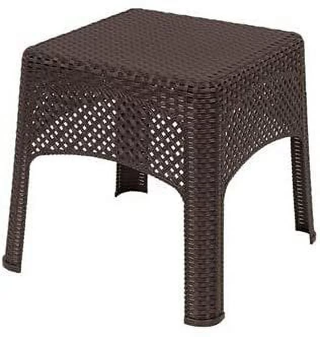 8071-60-3731 Wicker-Look Side Table, Woven Resin, Earth Brown - Quantity 6