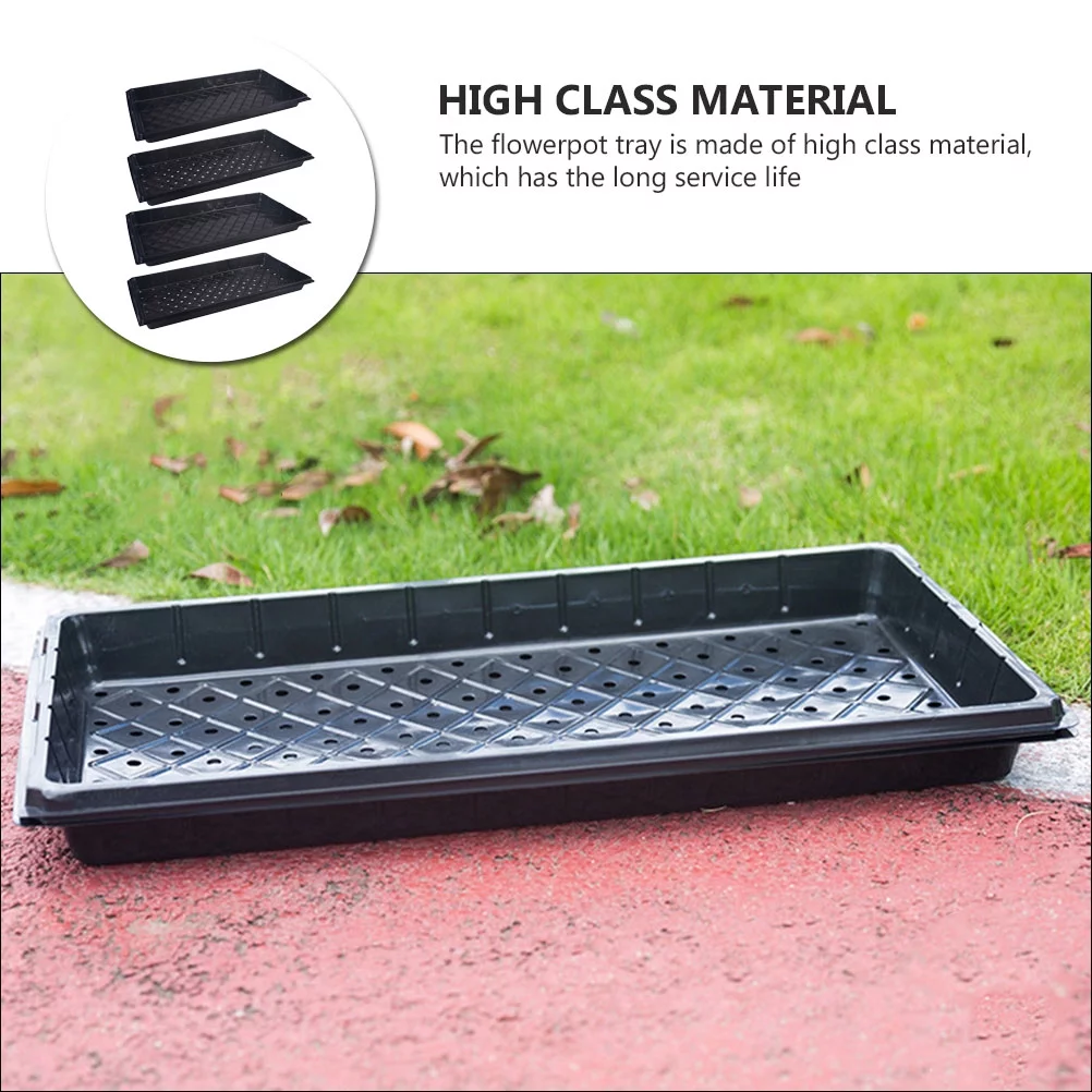Eease 4pcs Plastic Plant Saucer Tray for Garden Seedlings (Black)