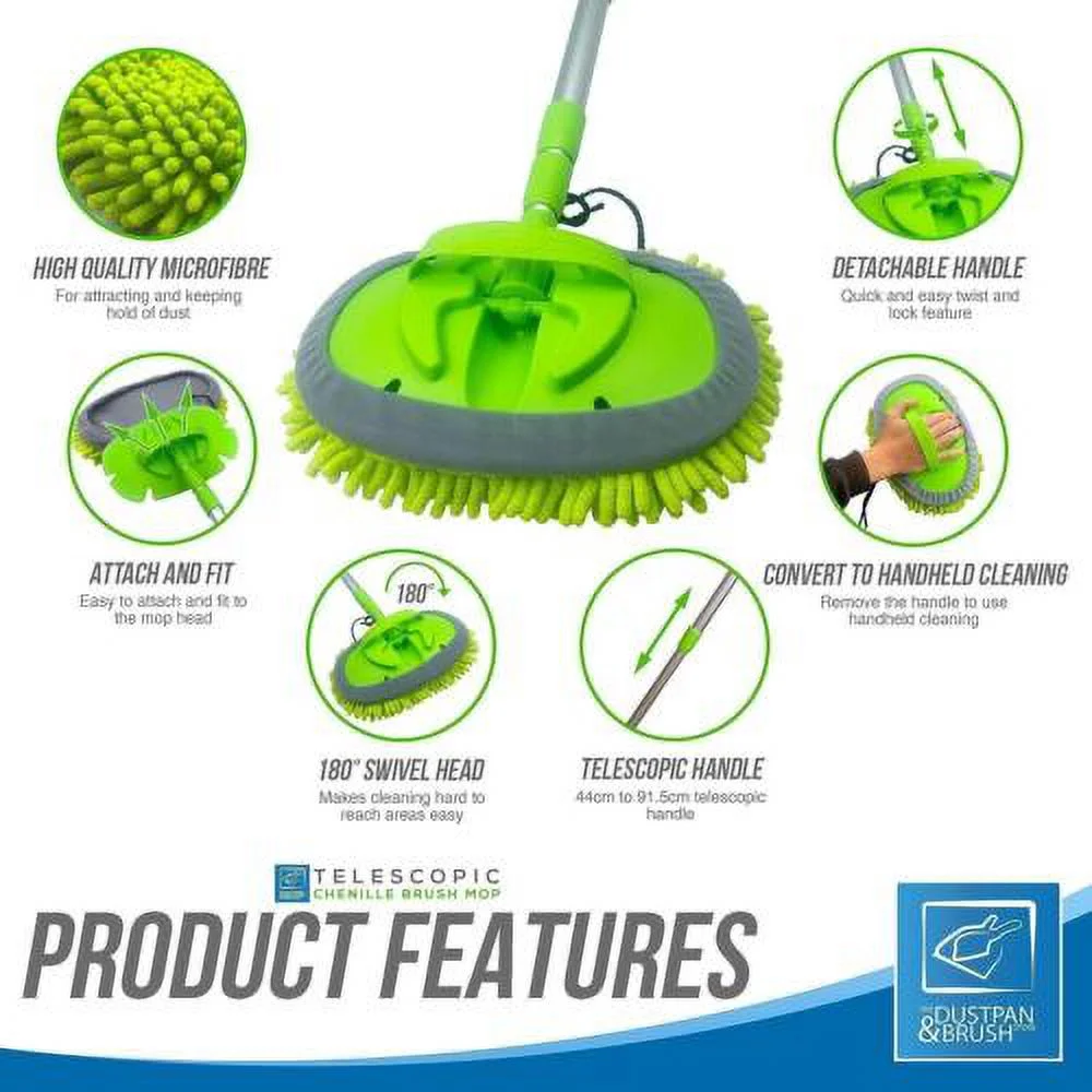 Telescopic Car Wash Mop Brush Kit Long Handle Vehicle Cleaning Tool 3gear Length
