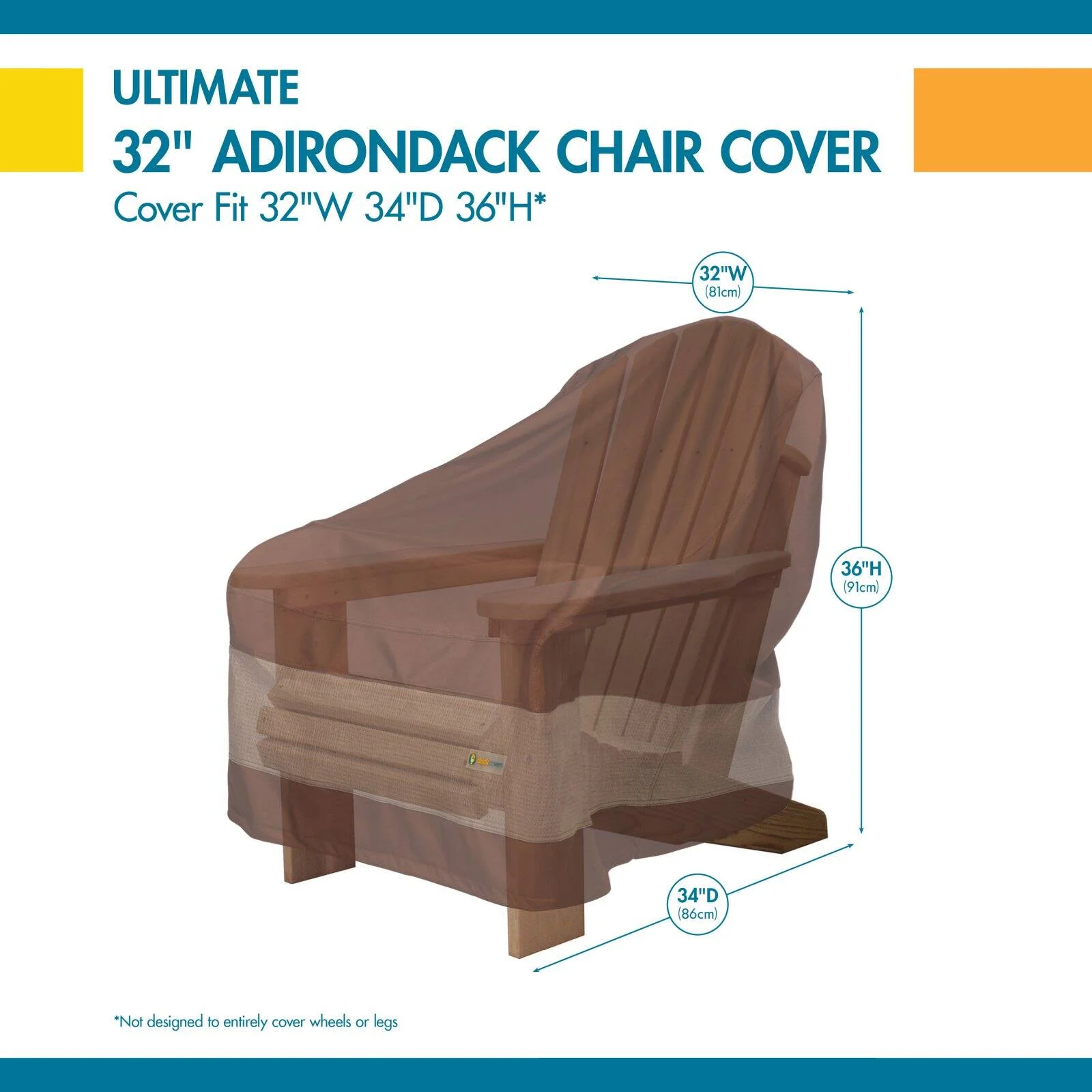 Duck Covers Ultimate Waterproof 32 Inch Patio Adirondack Chair Cover