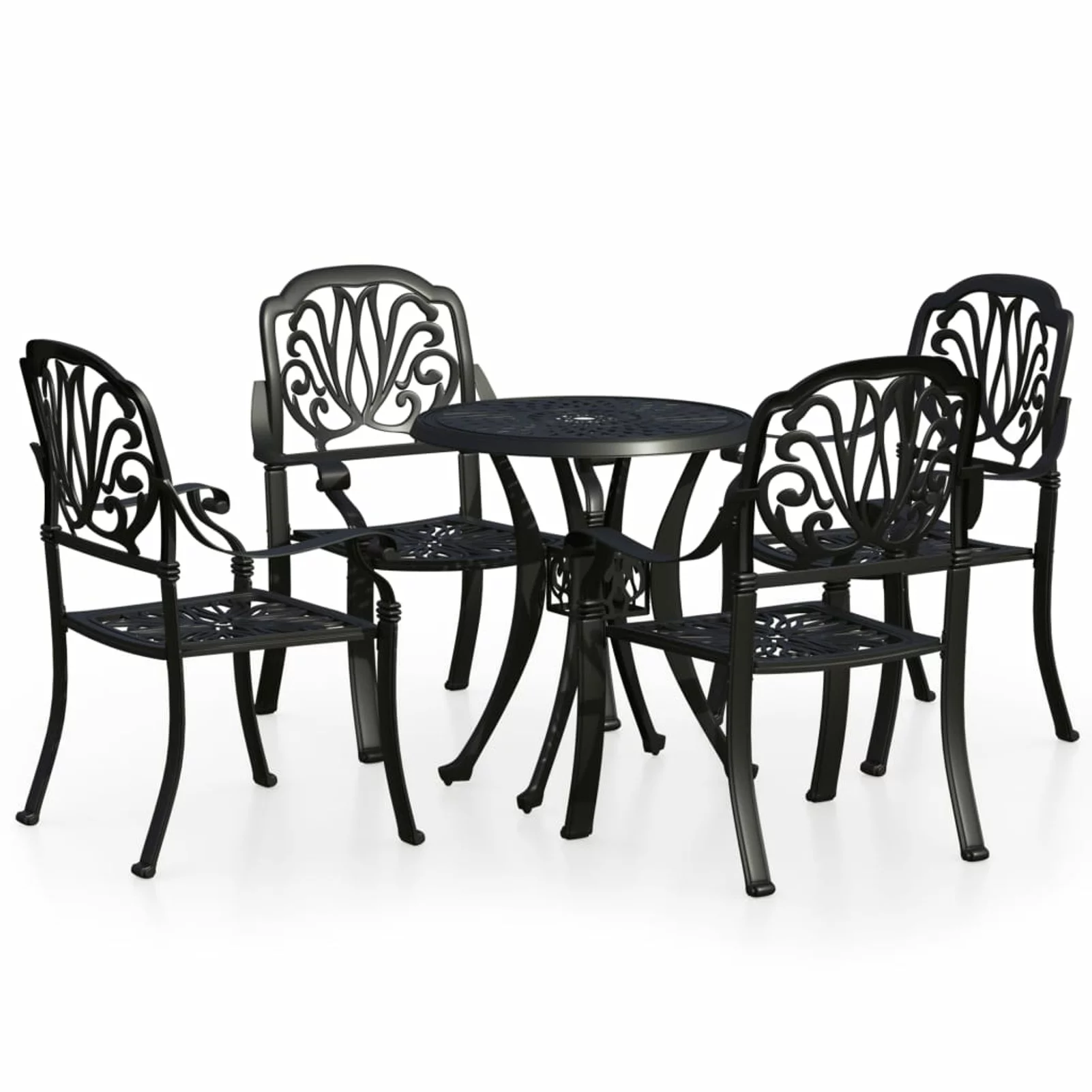 Dcenta 5 Piece Bistro Set Cast Aluminum Black