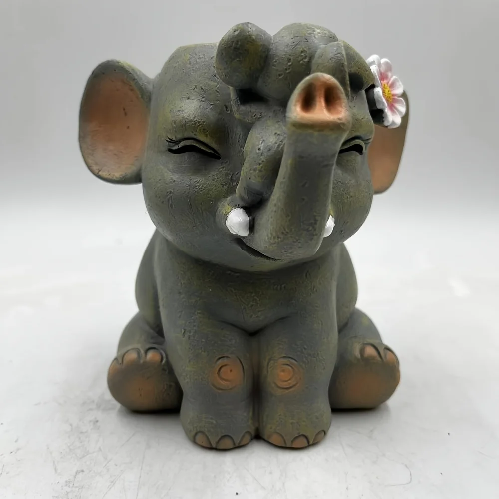 NSXXKJ 1pc, Plush Flower Pot Vintage Cute Cartoon Elephant Plush Cactus Resin Flower Pot Creative Pots For Office Desktop Balcony Home Garden Indoor Statue Decorations Ornaments