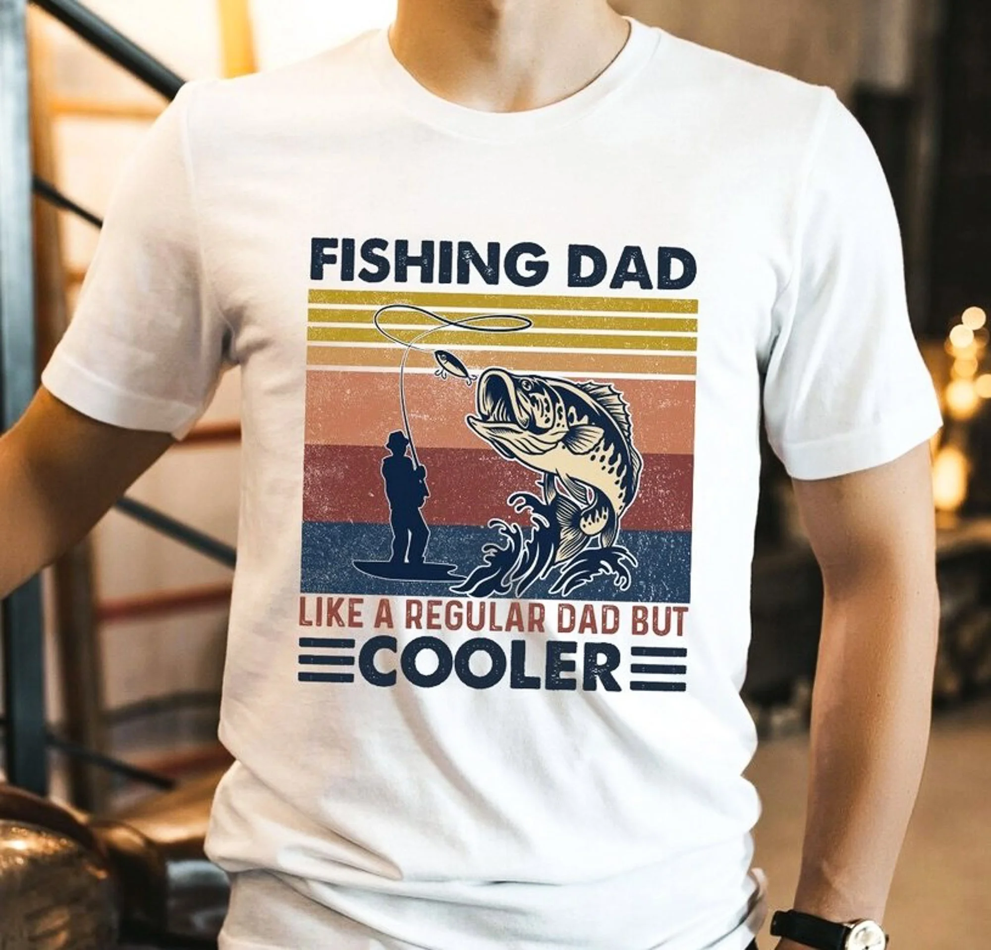 Fishing Dad Like A Regular Dad But Cooler Tee Shirt, Retail Fit Tee – Ash Color - L