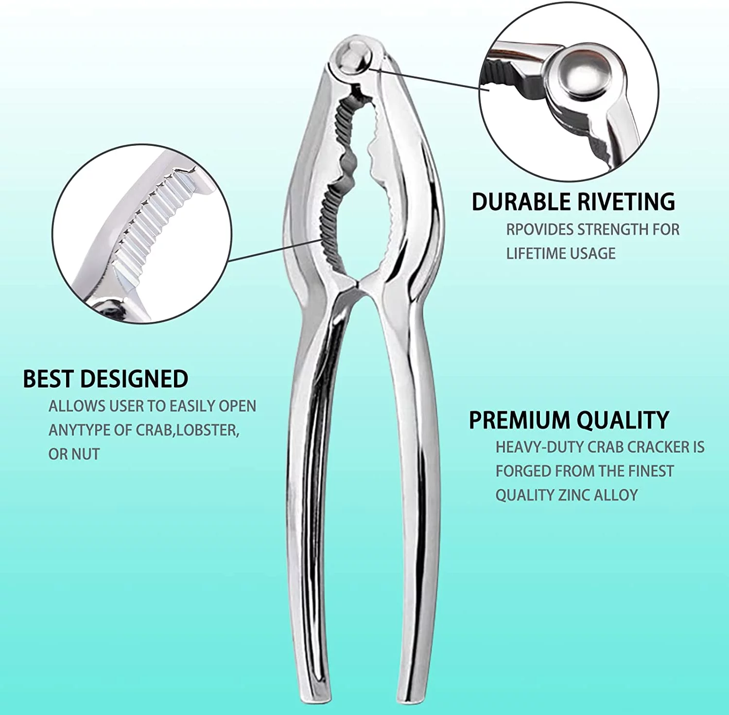 12Pcs Crab Claw Crackers and Tools Set, Seafood Tools Set Crab Leg Crackers and Picks Tools Including 2 Lobster Shell Crackers and 4 Seafood Forks Kit