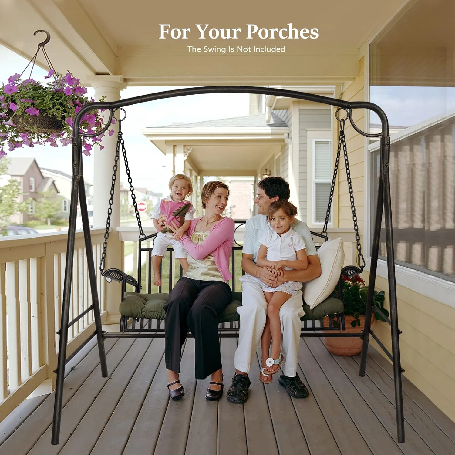 660 LBS Capacity Metal Porch Swing Stand - Antique Bronze Finish - Heavy Duty Powder Coated Steel Frame