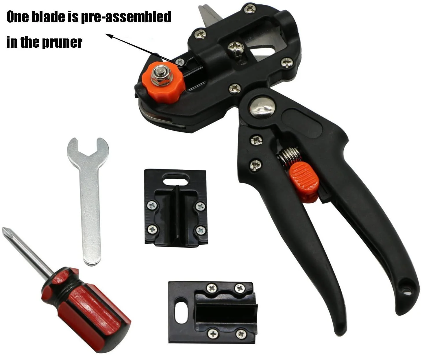 Garden Grafting Pruning Pruner Tool Kit, Fruit Tree Branch Graft Cutting Tool Pruner Shear Snip with 2 Extra Blades & 2 Grafting Tape