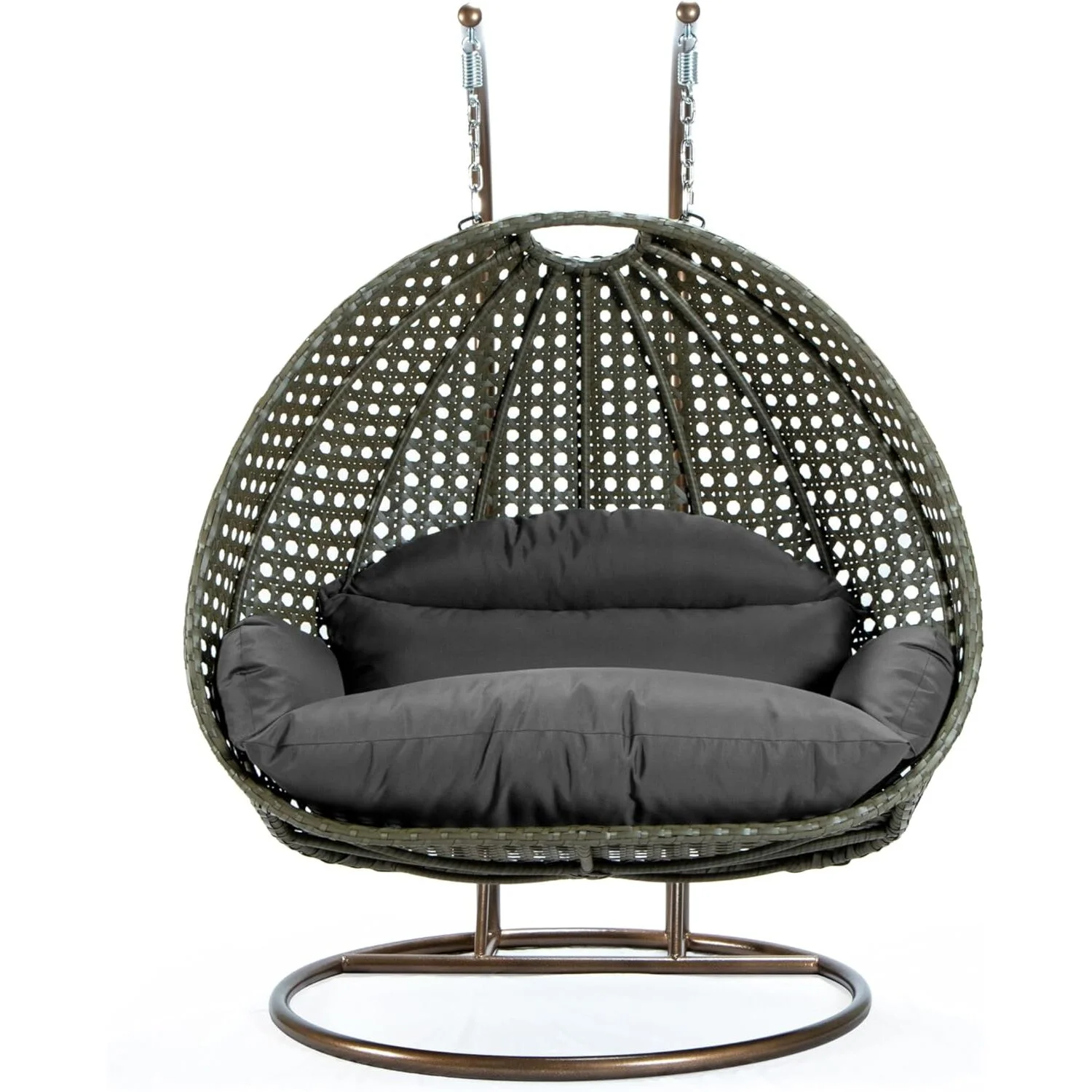 HomeStock Beige Country Cottage Hanging 2 Person Egg Swing Chair,Dark Gray