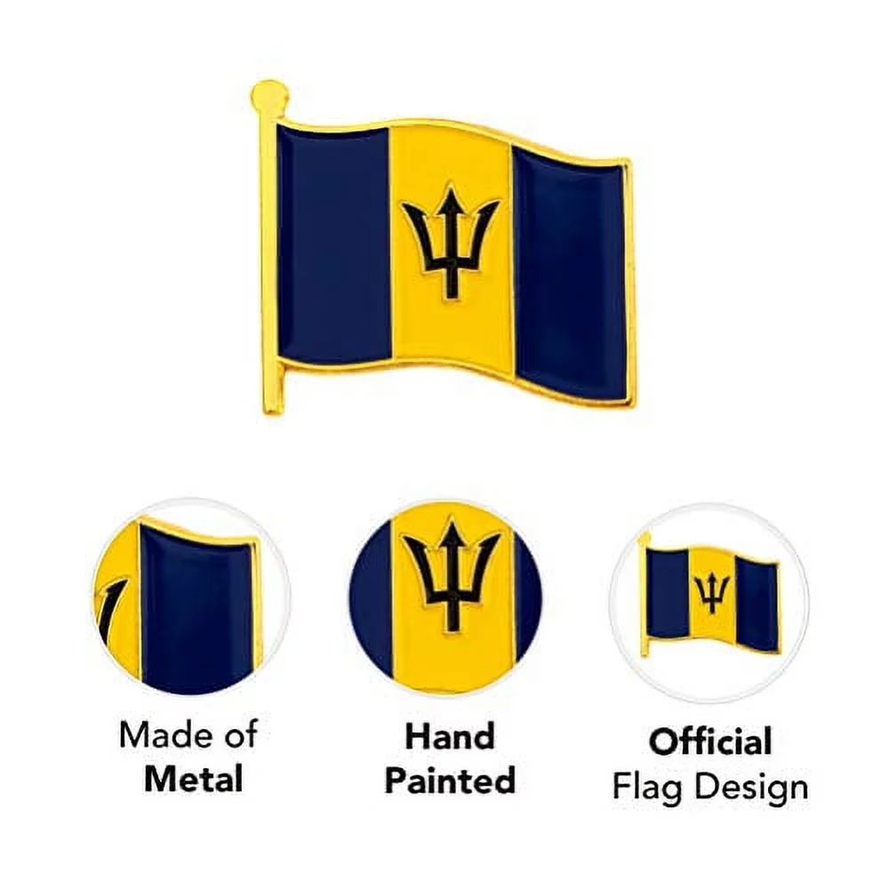 Barbados Country Enamel Made of Metal Souvenir Hat Men Women Patriotic (Waving Flag Lapel Pin)