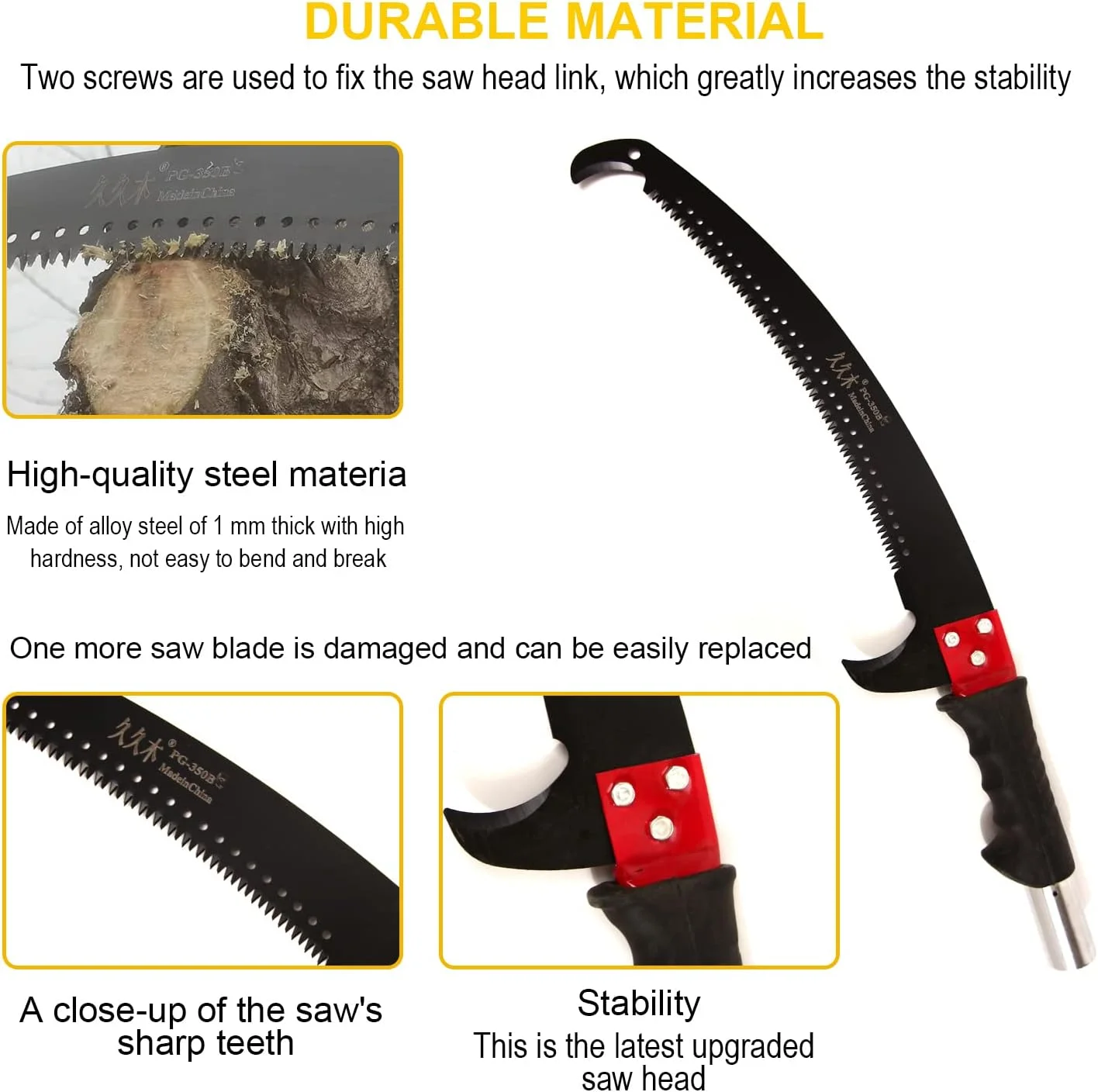 30ft Tree Pole Pruner, New Upgraded Gear Manual Branches Pruning Saw Trimmer for Garden Tools Loppers Hand Pole Saws Extendable Height with Knives and Storage Pocket