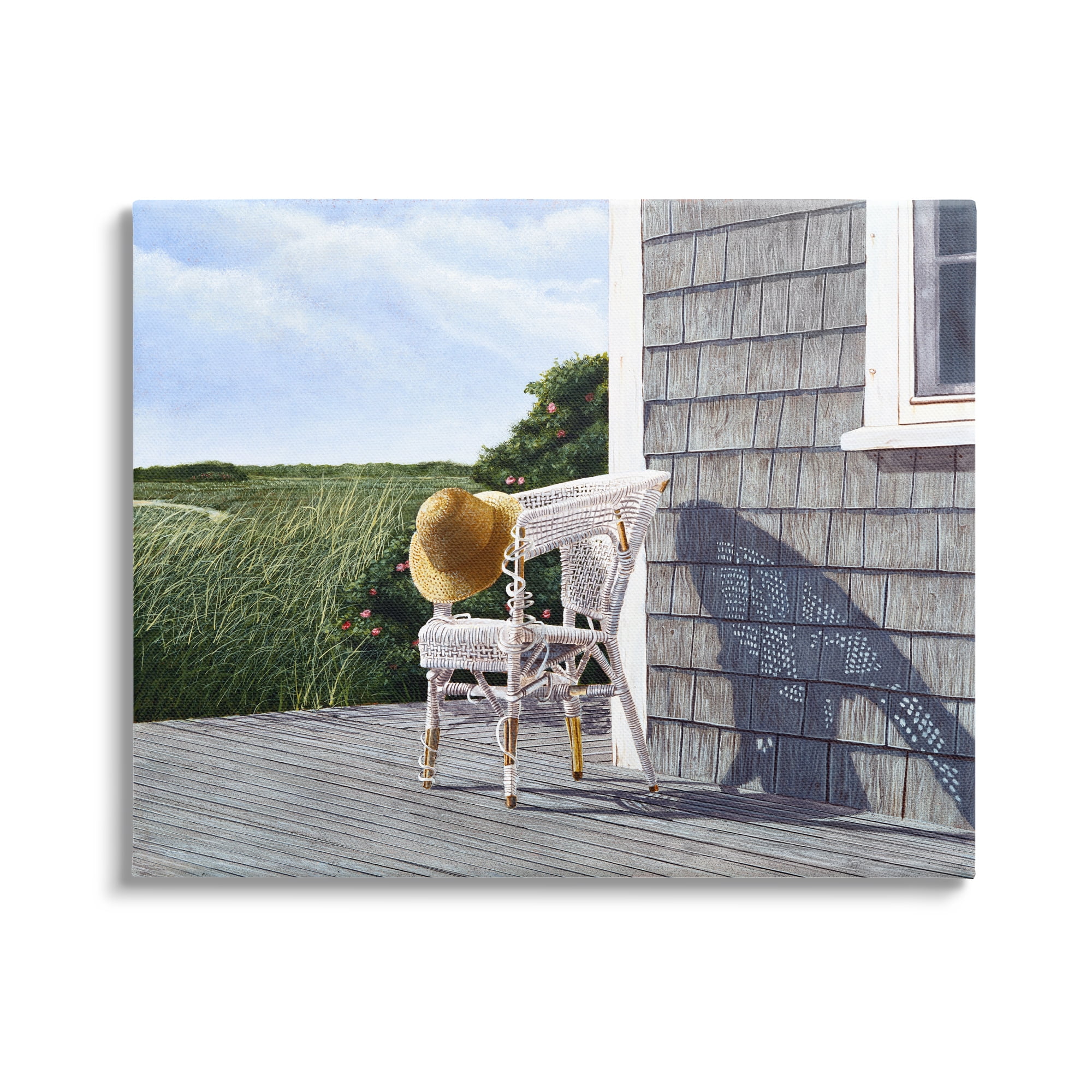 Stupell Industries Seaside Porch Landscape Rural Grassland Hills Painting Gallery Wrapped Canvas Print Wall Art, Design by Tom Mielko