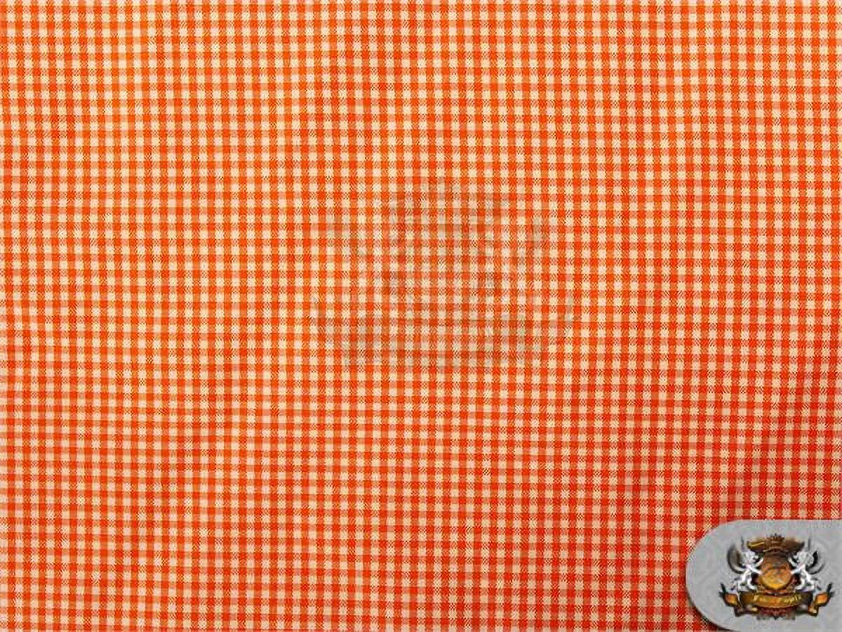 Poly Poplin Gingham Fabric Mini Checkers 02 ORANGE / 58