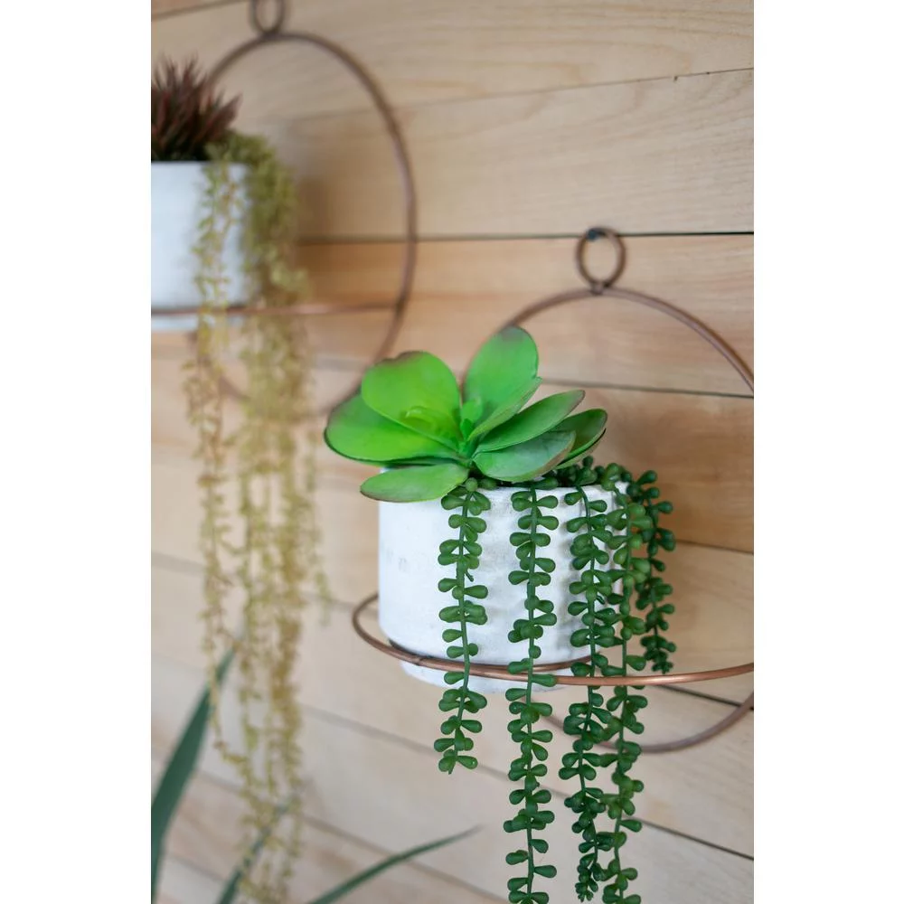 Kalalou Inc White-Washed Clay Pot W Copper Finish Circular Wall Sconce