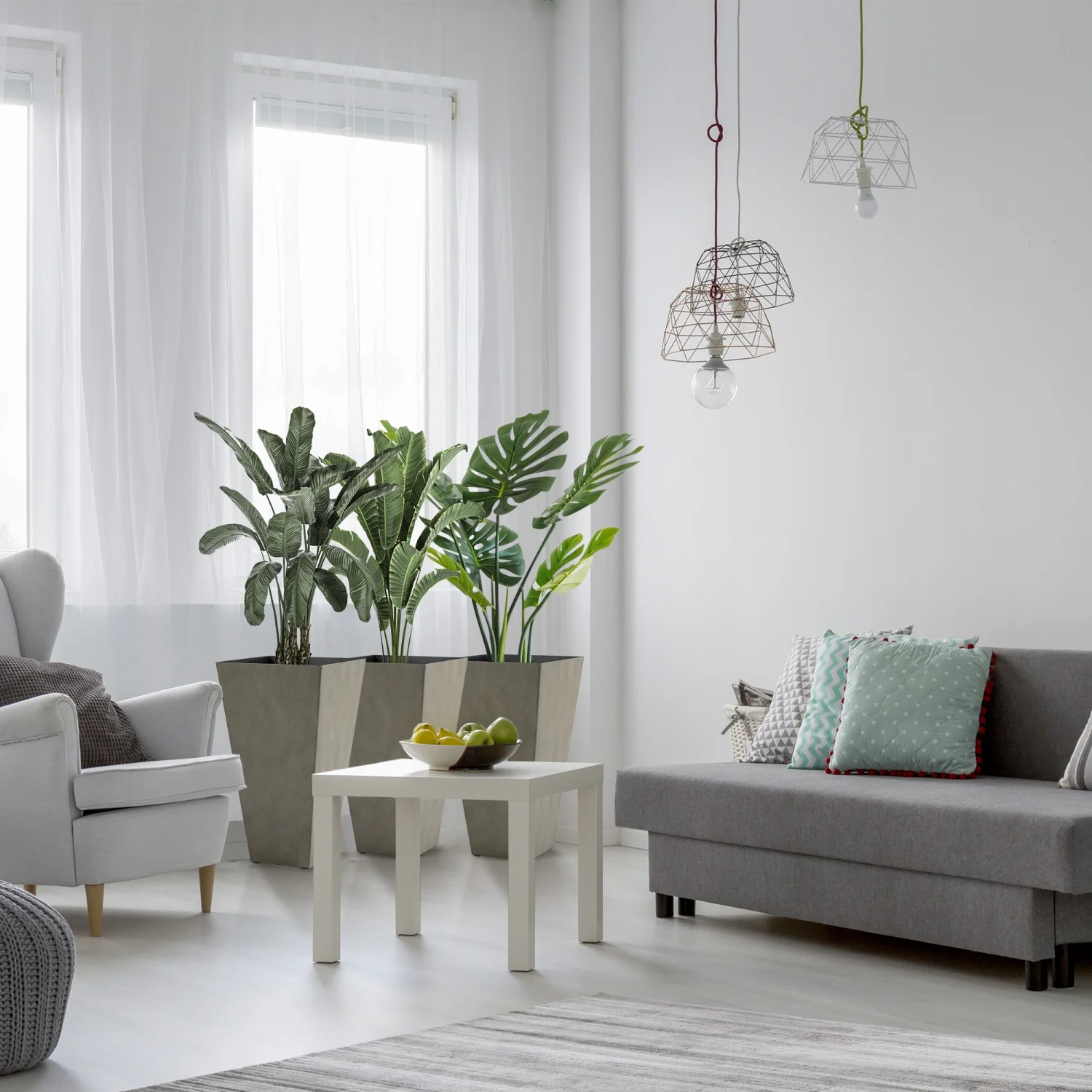 LEIYEHOOM Set of 3 Tall Planters with Drainage Hole  28” Outdoor Flower Pots  Indoor Planters for Porch Patio and Deck  Gray