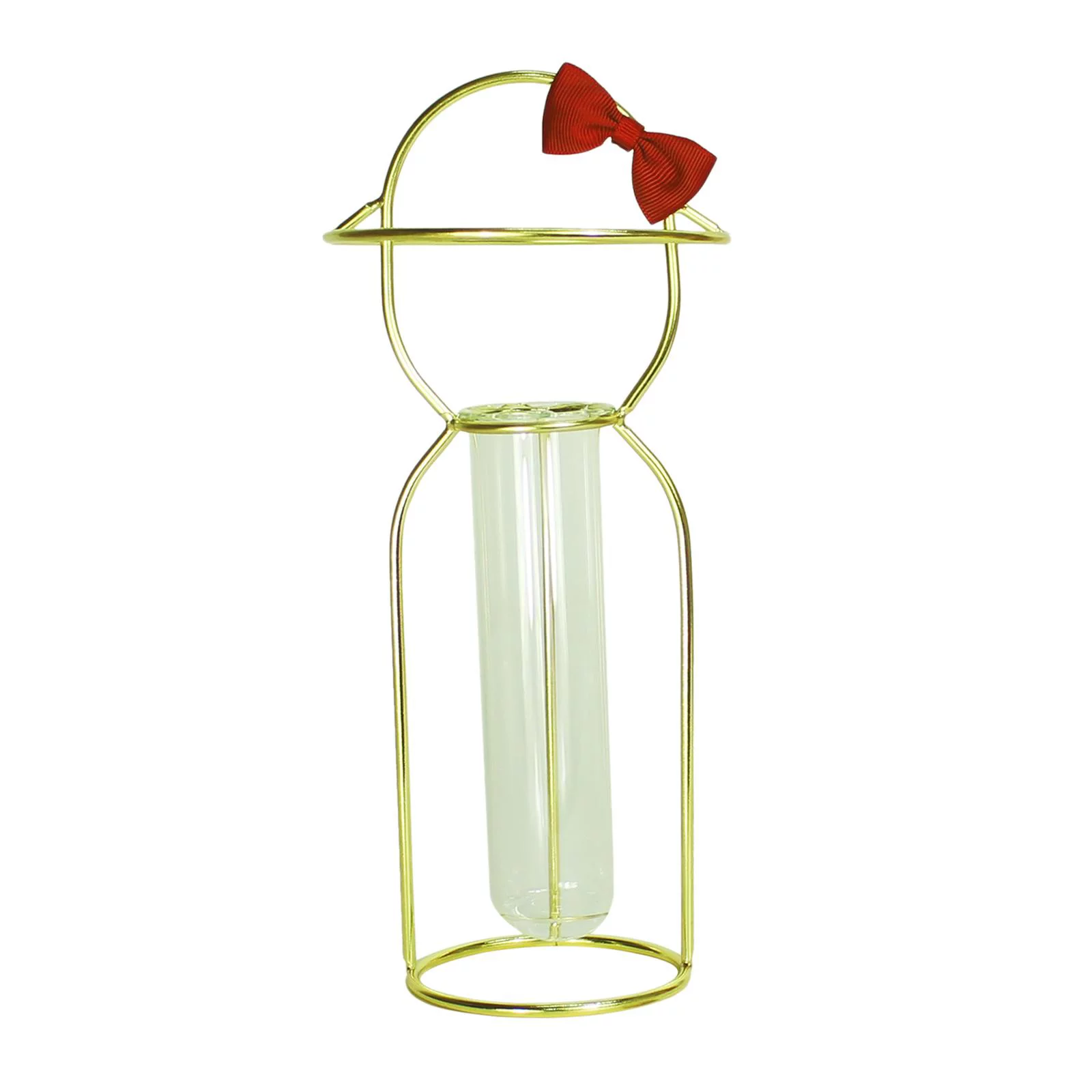 Glass Vase Iron Frame Planter Flowerpot Decor Plants Flower Arrangement Plant Test Tube for Living room and home - Golden Women