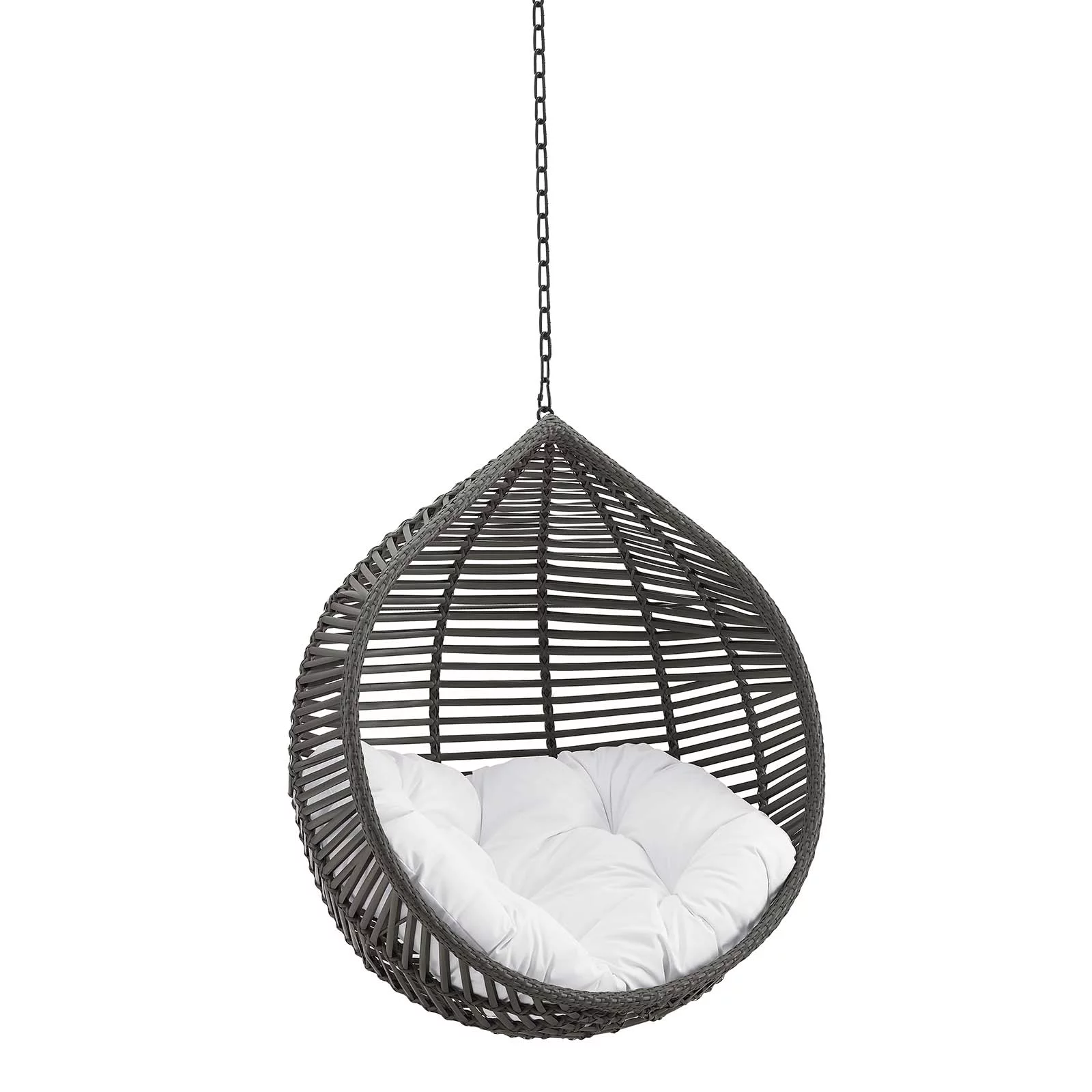 Modway Garner Teardrop Outdoor Patio Swing Chair Without Stand in Gray White