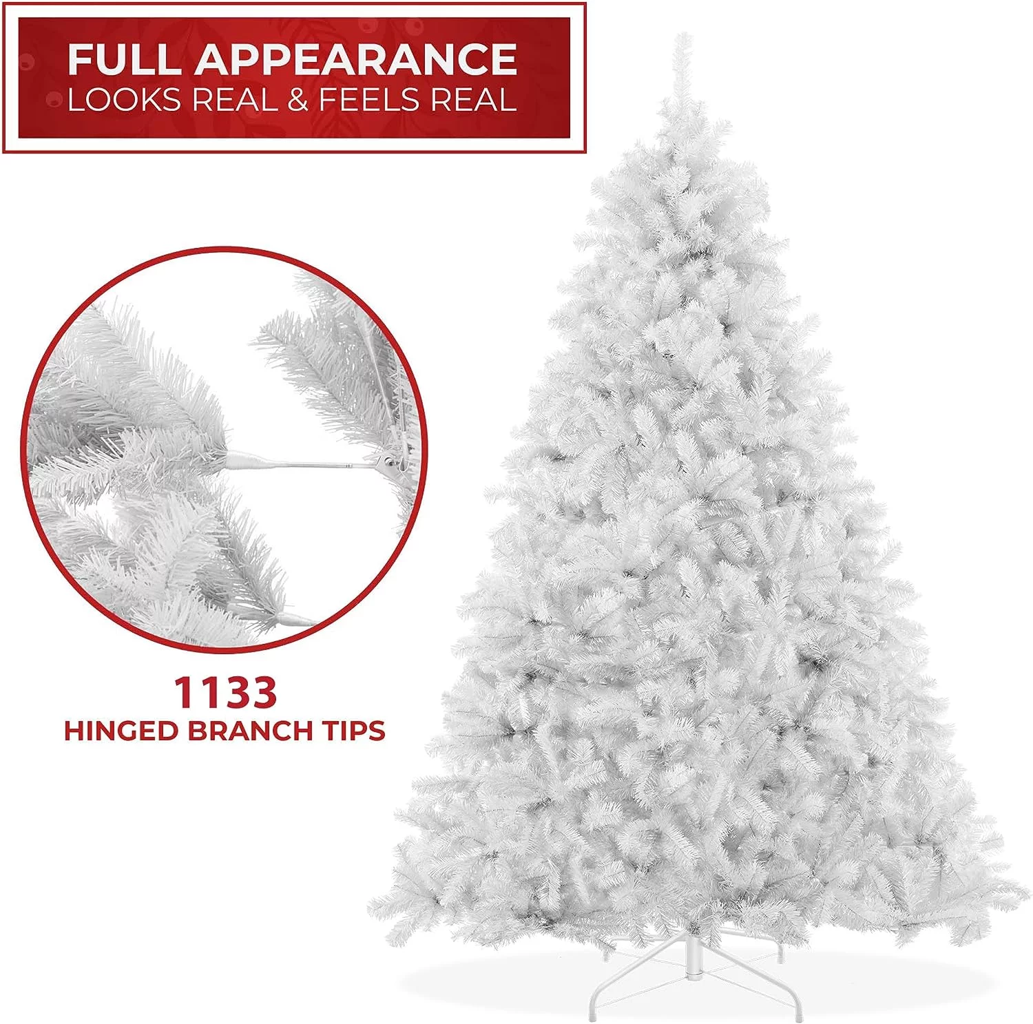 6FT White Spruce Artificial Holiday Christmas Tree With Sturdy Metal Stand