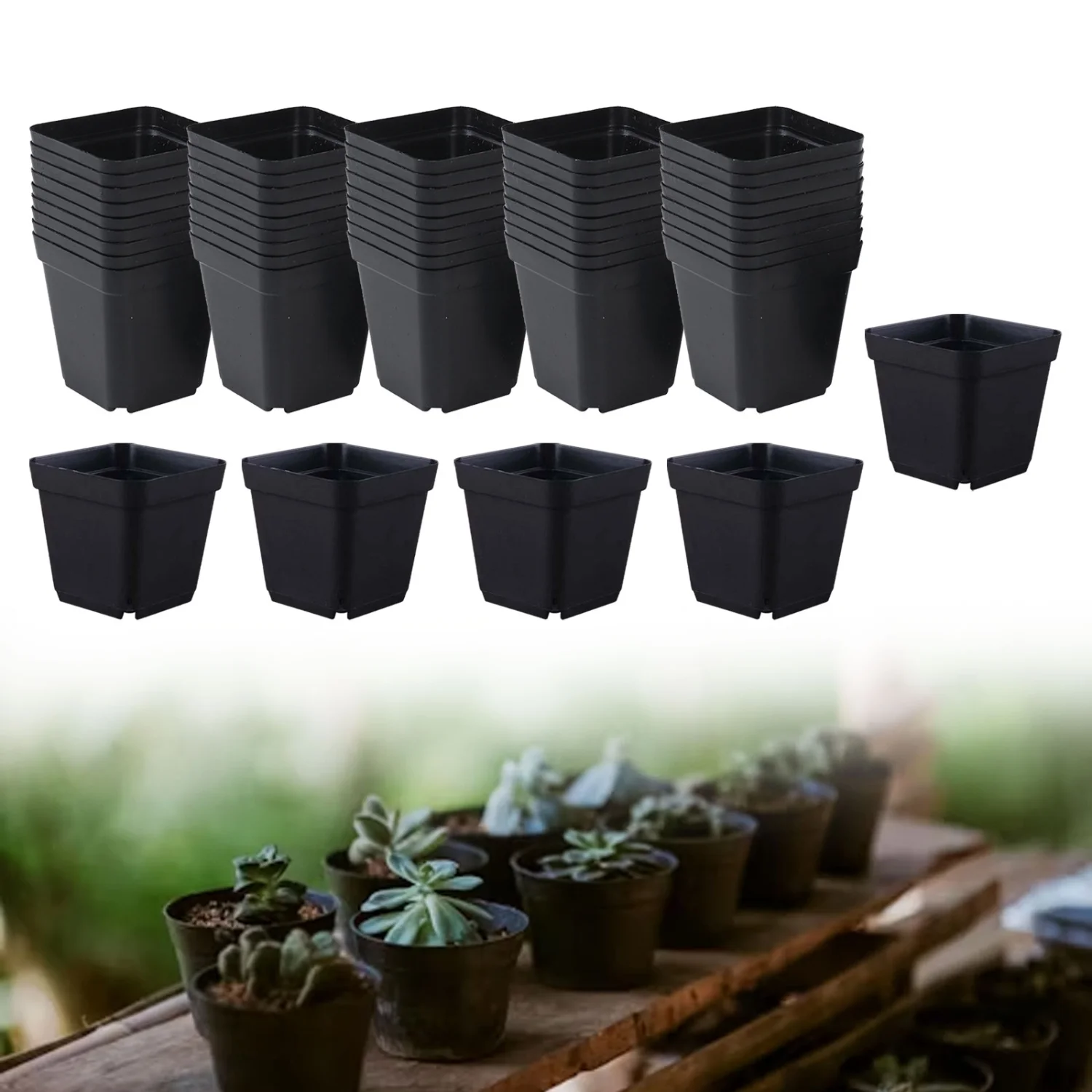 50Pcs Nursery Pots Flower Planter Nursery Transplanting Planter Container Seed Starting Pot  Office Room Balcony Table Garden