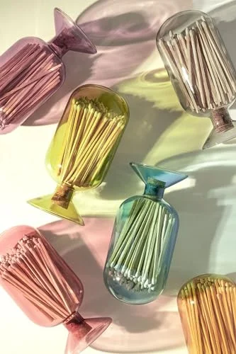 Skeem Design Fireplace Glass Match Cloche with Striker - Violet - 120 Large Match Sticks