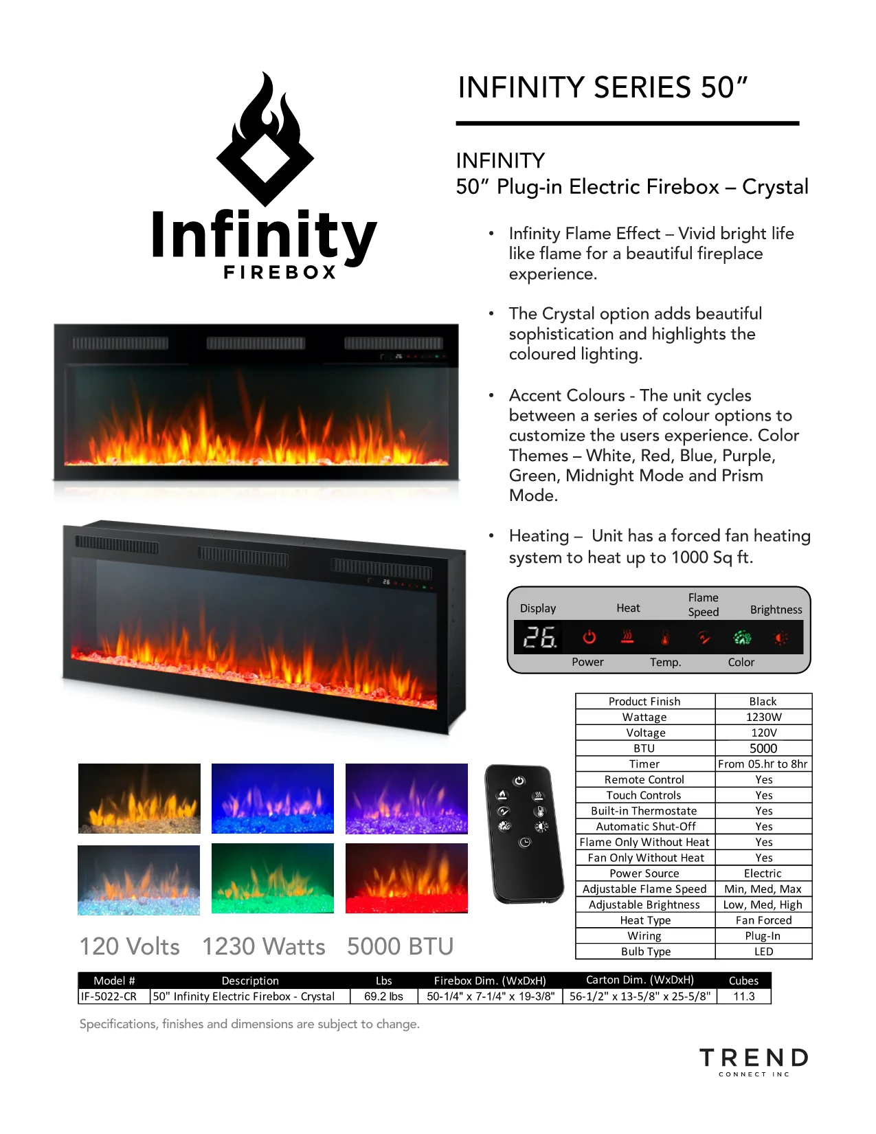 DeeHome 50 Inch Fireplace Insert - 5022-CR