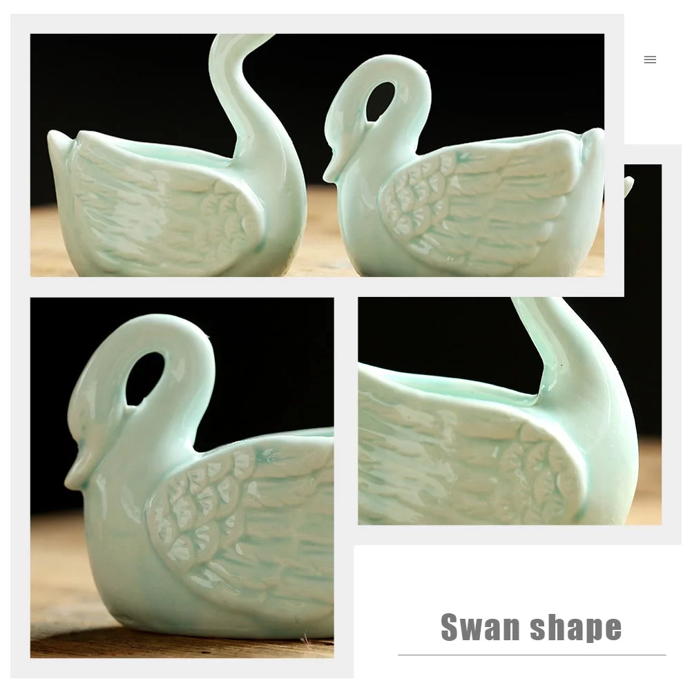 Gongxipen 2Pcs Ceramic Flowerpot Cartoon Swan Design Plant Pot Succulent Plant Holder