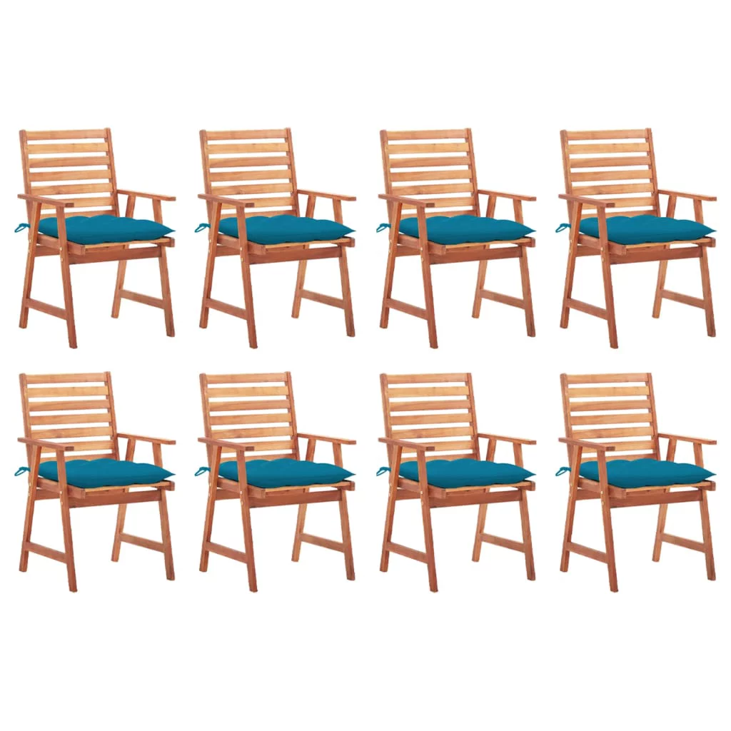 Carevas Patio Dining Chairs 8 pcs with Cushions Solid Acacia Wood