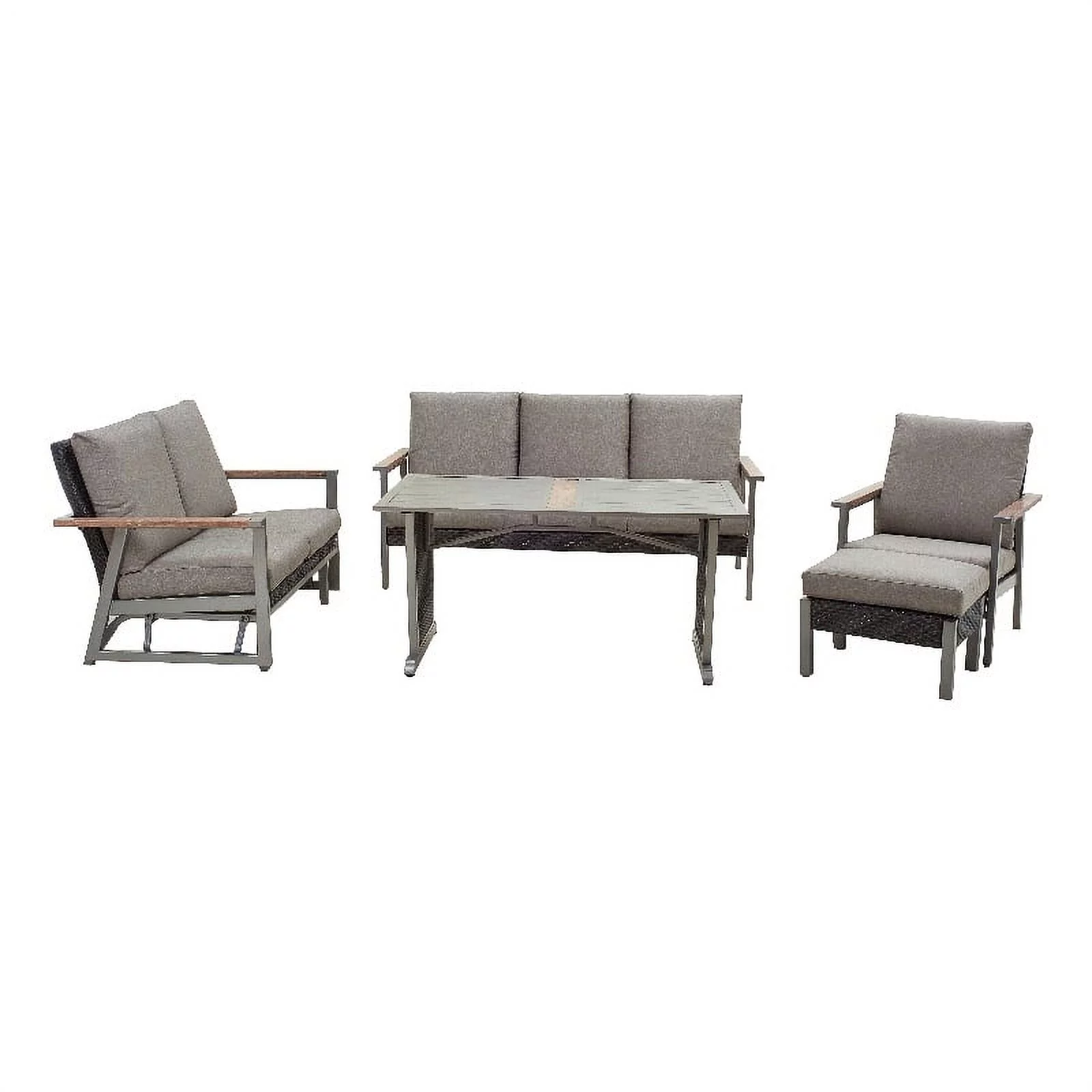 Patio Festival Metal 5-Piece Outdoor Dining Set in Gray and Beige