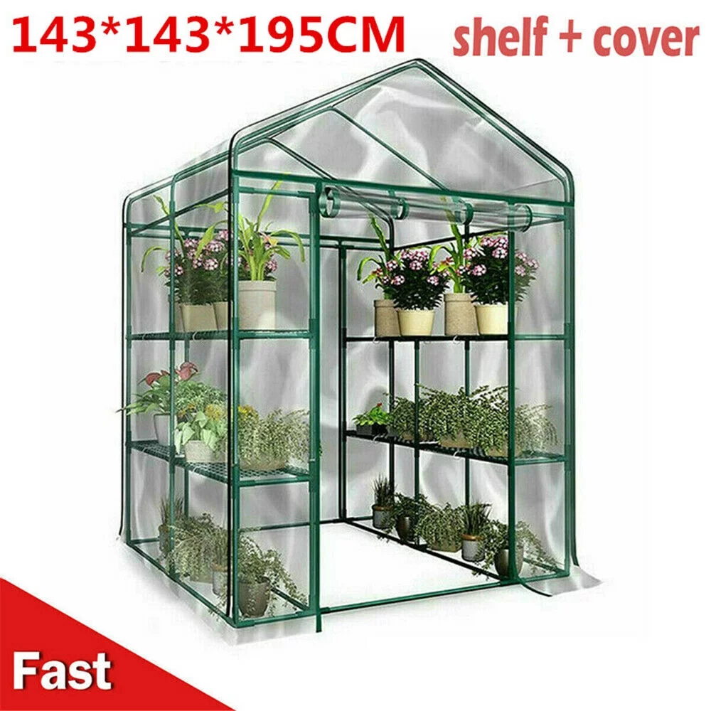 AMSUPER Goods Large Greenhouse Kit for Outdoors - Large Walk in Greenhouse with Shelving - No Tools Required Easy Set up - Zippered Access Door - Durable Frame and Shelves