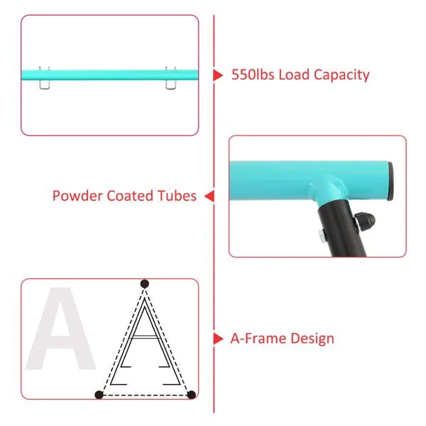 550lbs Weight Capacity Swing Stand, Shinpt Porch Swing Frame, Heavy Duty A-Frame Swing with Full Steel Stand, Porch Swing Frame for Porch(Cyan, Swing NOT Included)