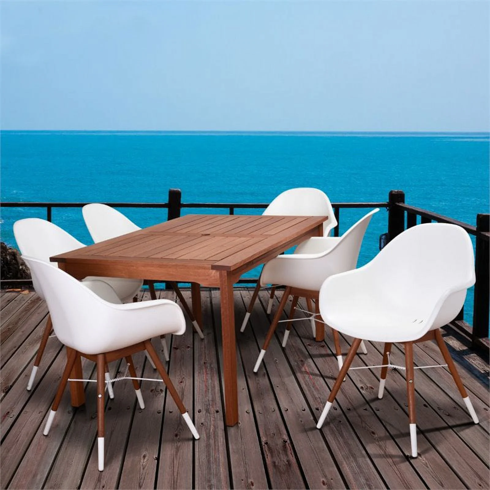 International Home Amazonia Charlotte 7 Piece Patio Dining Set in White