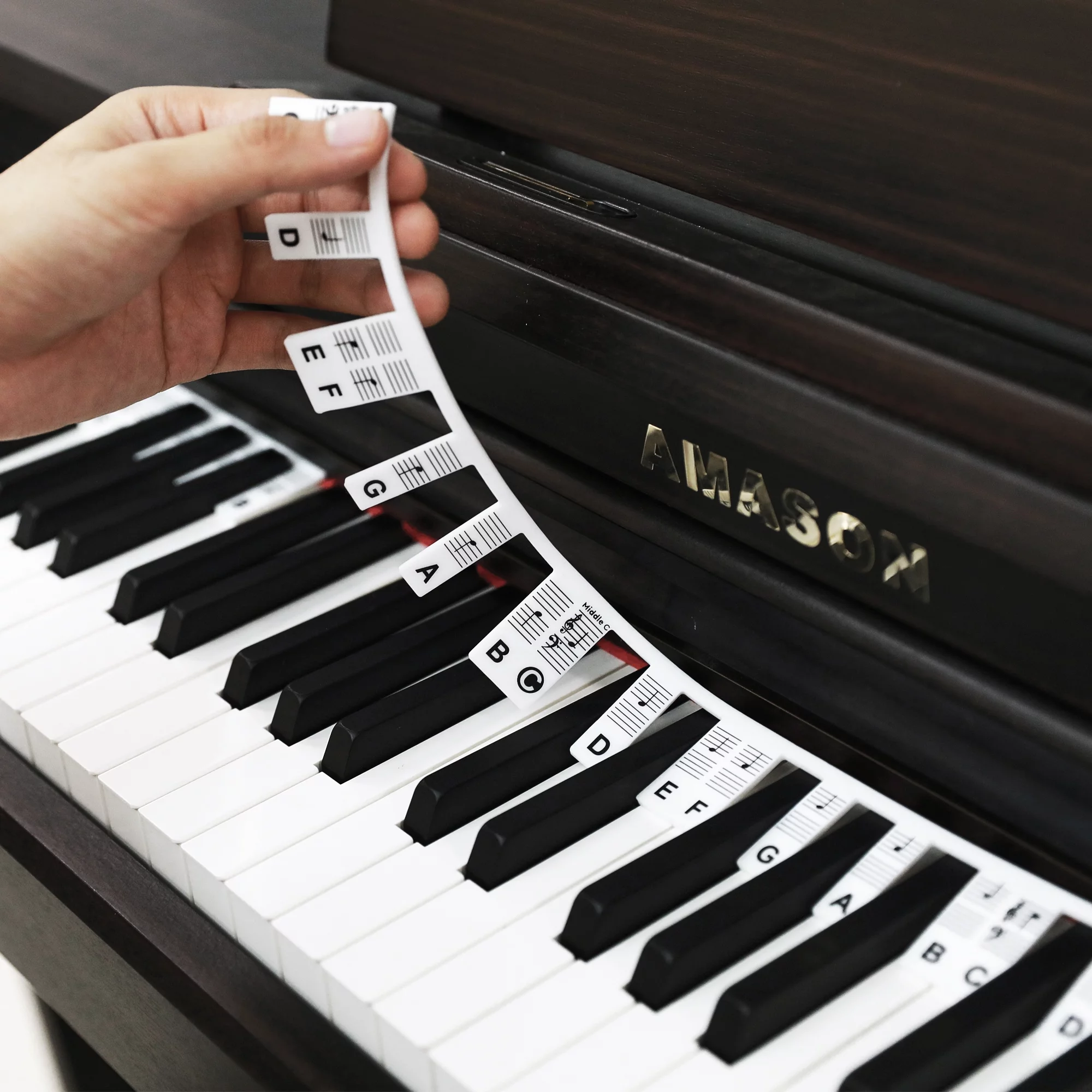 Piano Keyboard Notes Guide for Beginner, 88-Key Full Size, Removable Piano Keyboard Note Labels without Stickers, Piano Note Silicone Strips, Reusable for Kids Learning,Comes with Box (Classic Black）