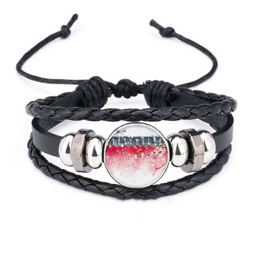 Exploration For Snow Chinese Watercolor Bracelet Braided Leather Woven Rope Wristband