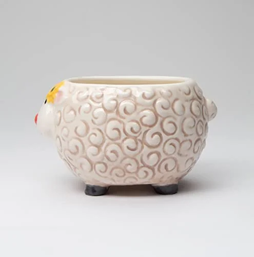Fine Ceramic Cute Lamb Sheep Candy Bowl or Succulent Planter Pot, 5