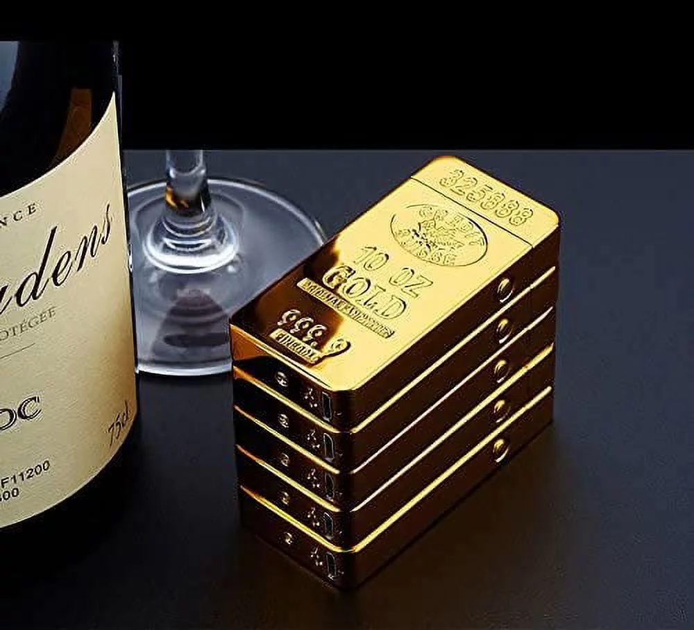 Arc USB Electronic Rechargeable Battery Windproof Gold Bar Shaped Cigar Cigarette Lighter - Gold