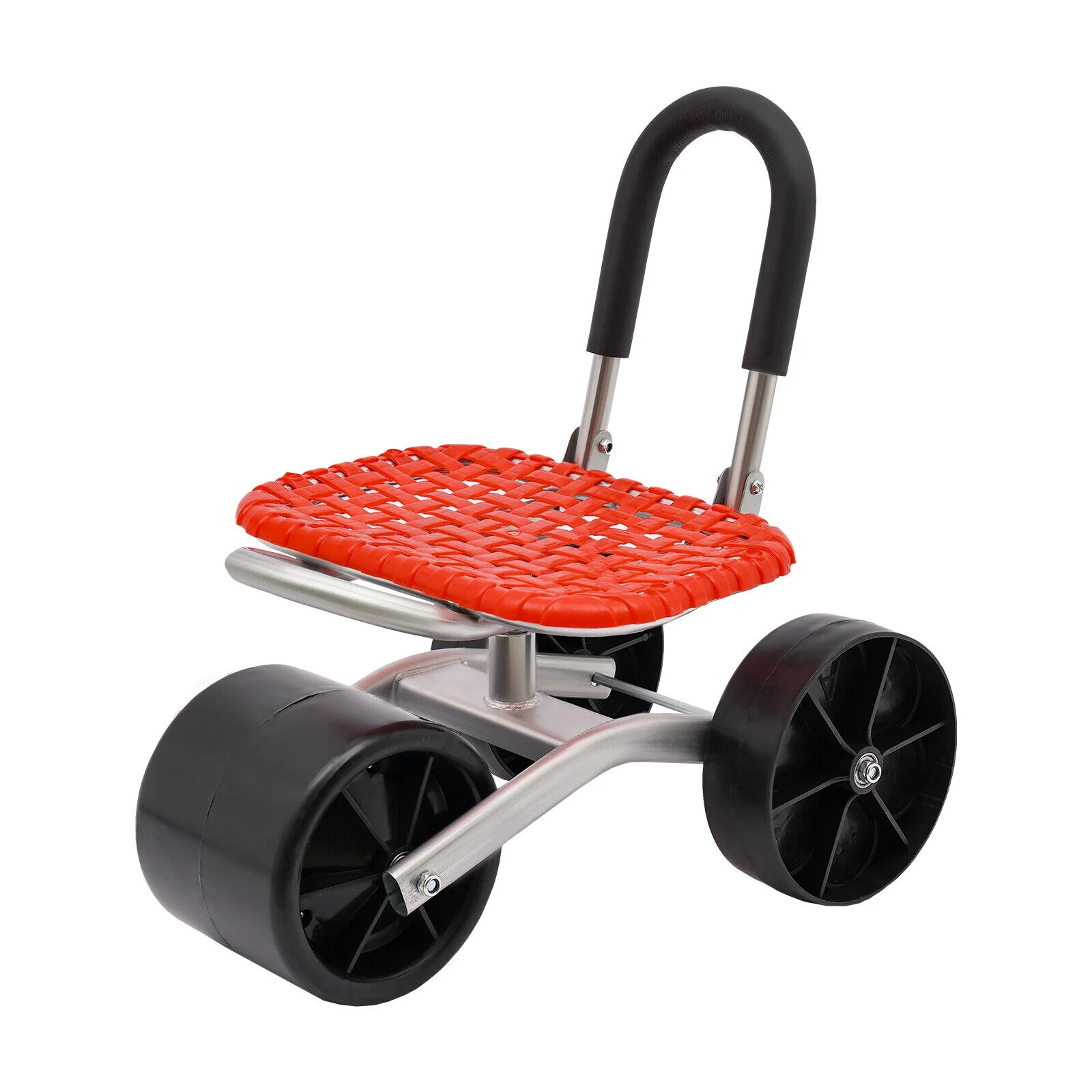 Height Adj. 360° Rotates Gardening Seats W/3 Rolling Wheels Stool Kneeling Pad