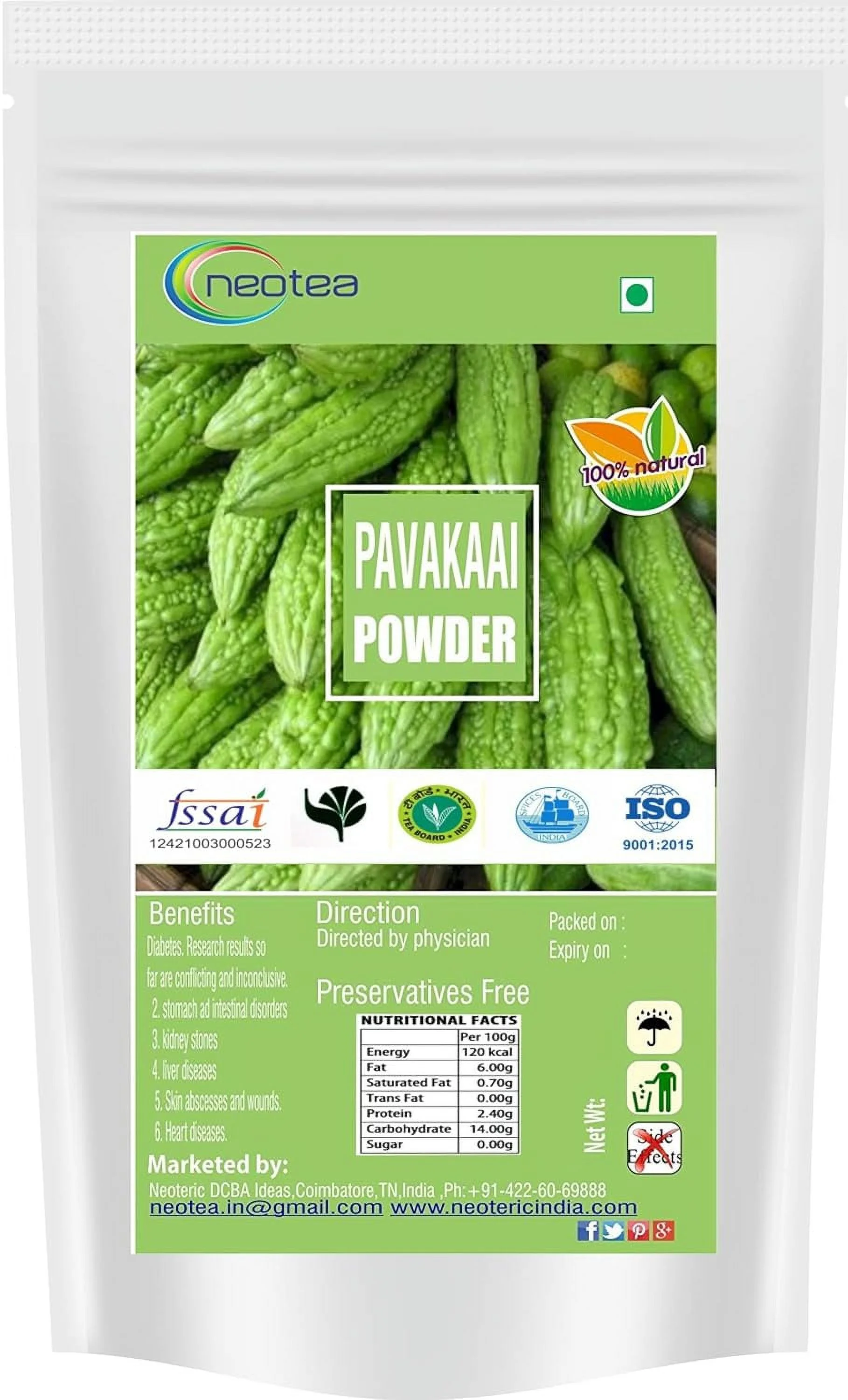 Neotea Naturall Bitter gourd Powder Bitter Melon Powder for Diabetes Control Karela Haagalakaay Pagakkai, 300gm