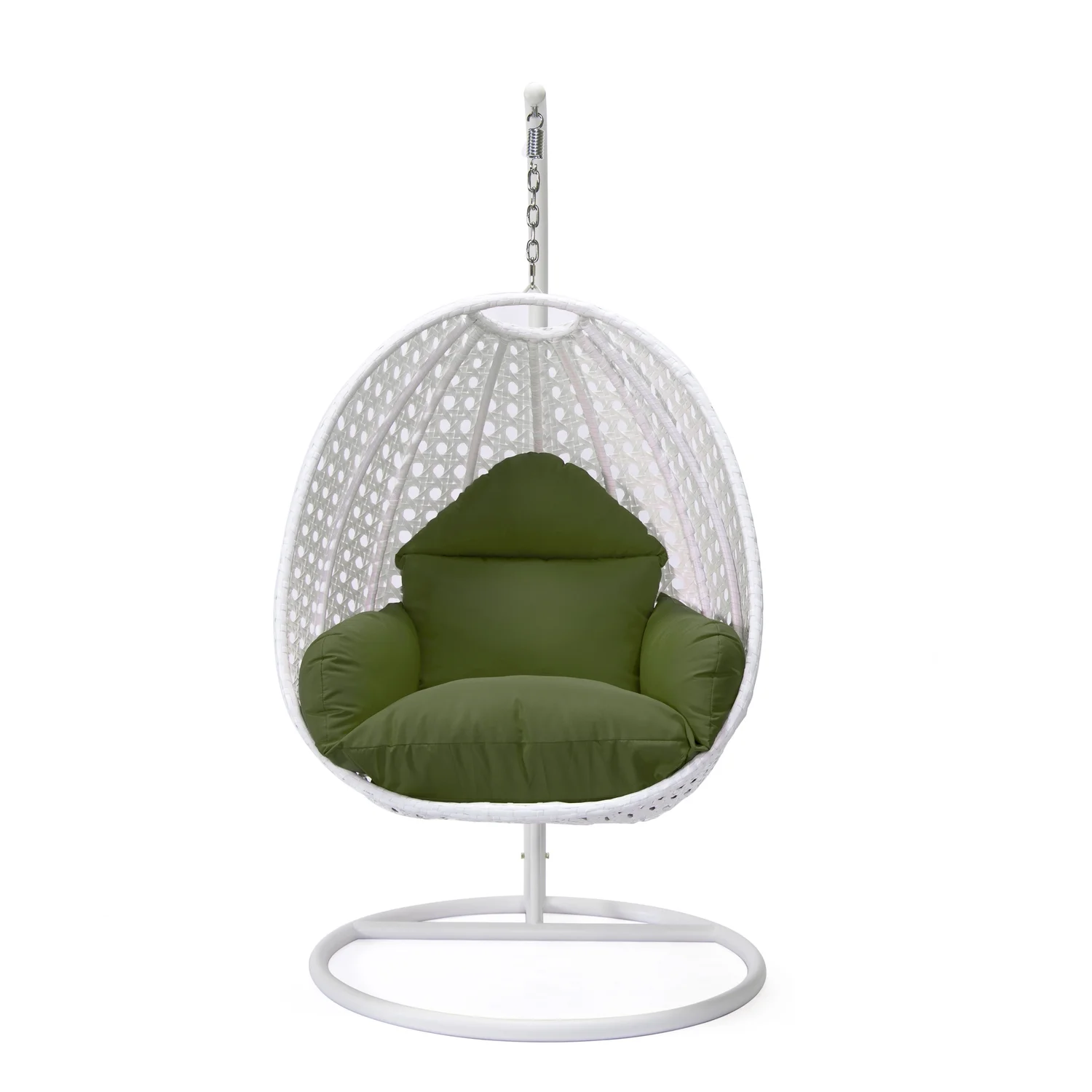 Maykoosh Coastal Cool White Wicker Hanging Egg Swing Chair