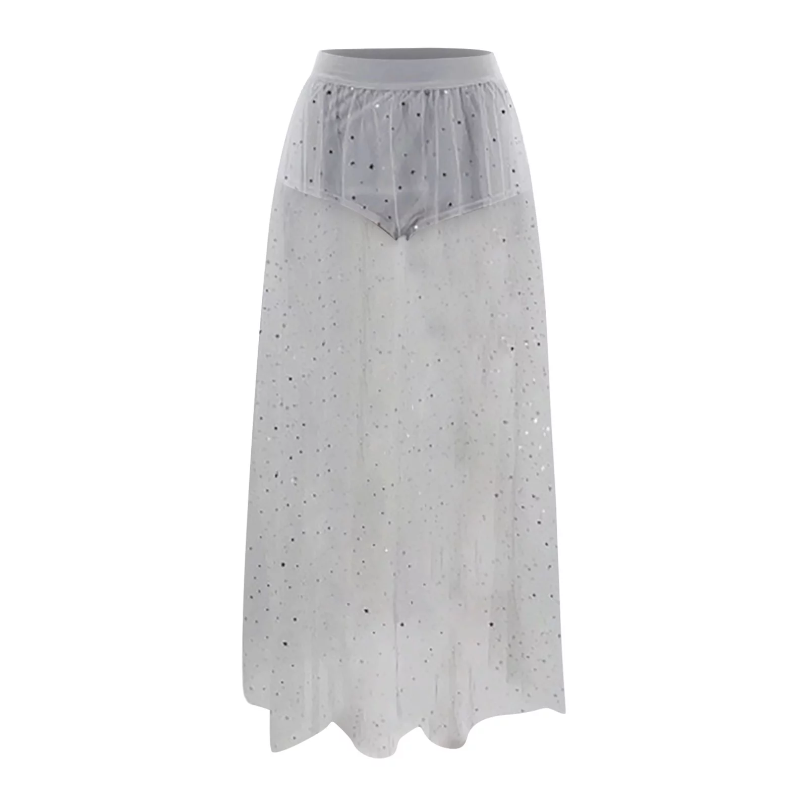 Autumn Cargo Skirt Womens Sheer Mesh High Waist Galaxy Print A Line Maxi Skirt Underskirt Skirt