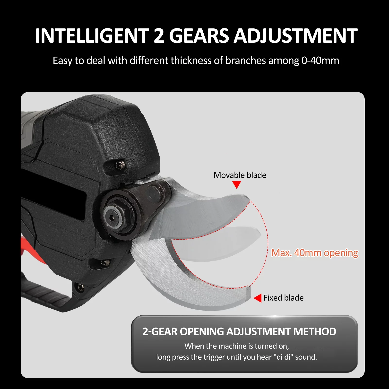moobody Electric Pruning Shears Cordless Electric Pruning Battery Powered Tree Branch Pruner with Brushless Motor 21V Battery 30mm-40mm Inch Cutting Diameter LCD Display Screen