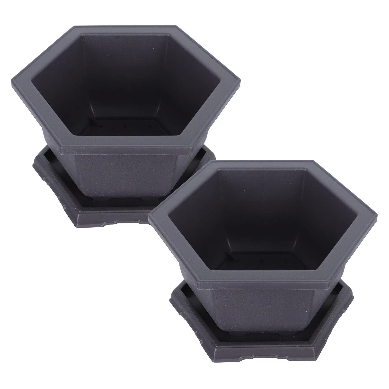 Gongxipen 1 Set of Plastic Flowerpot Balcony Planting Container Simple Plant Pot with Trays