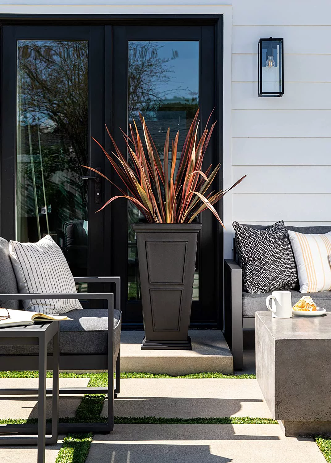 Brixton Tall Planter - 2 Pack (28 inch, Black)