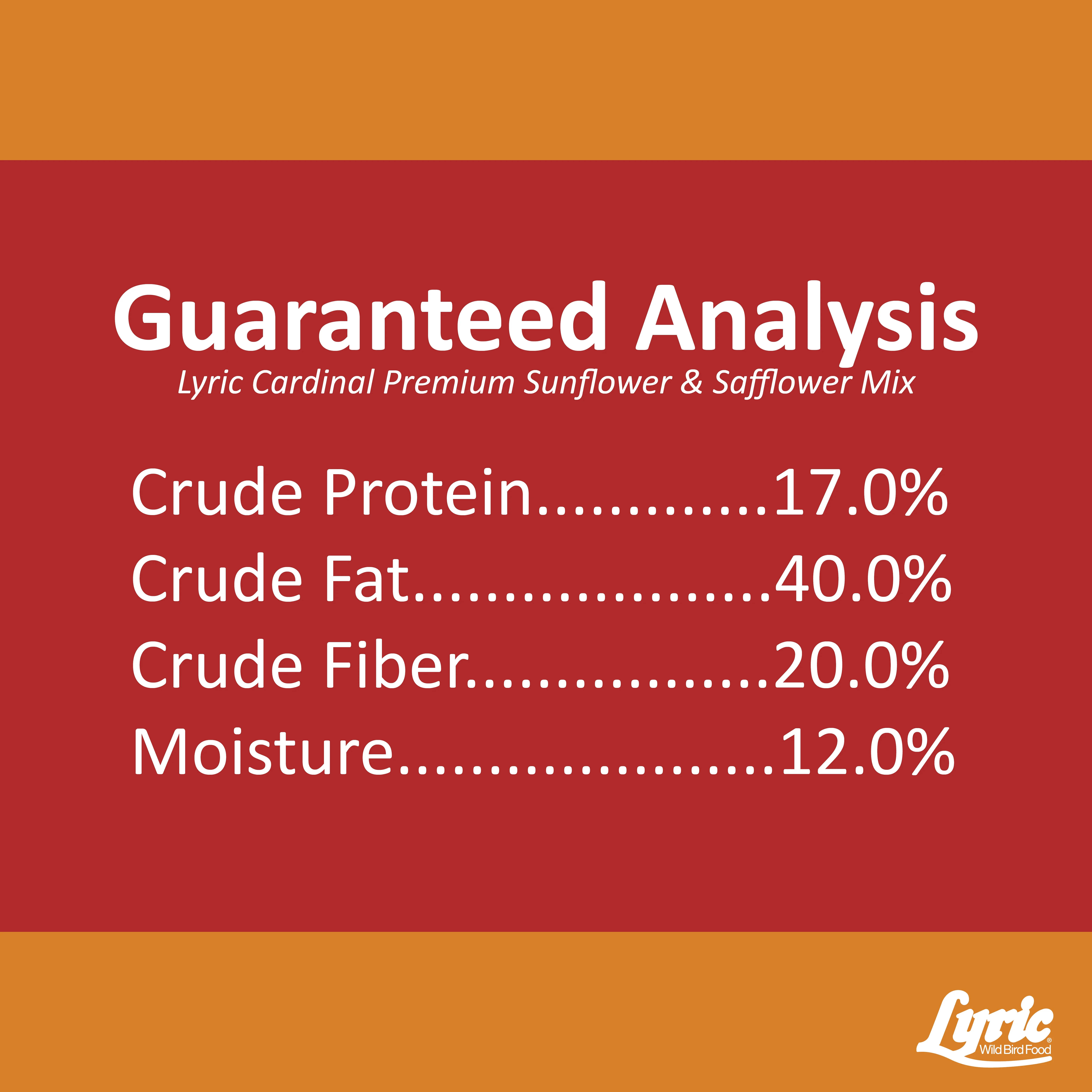 Lyric Cardinal Wild Bird Seed, Sunflower & Safflower Premium Bird Food Mix - 3.75 lb. Bag