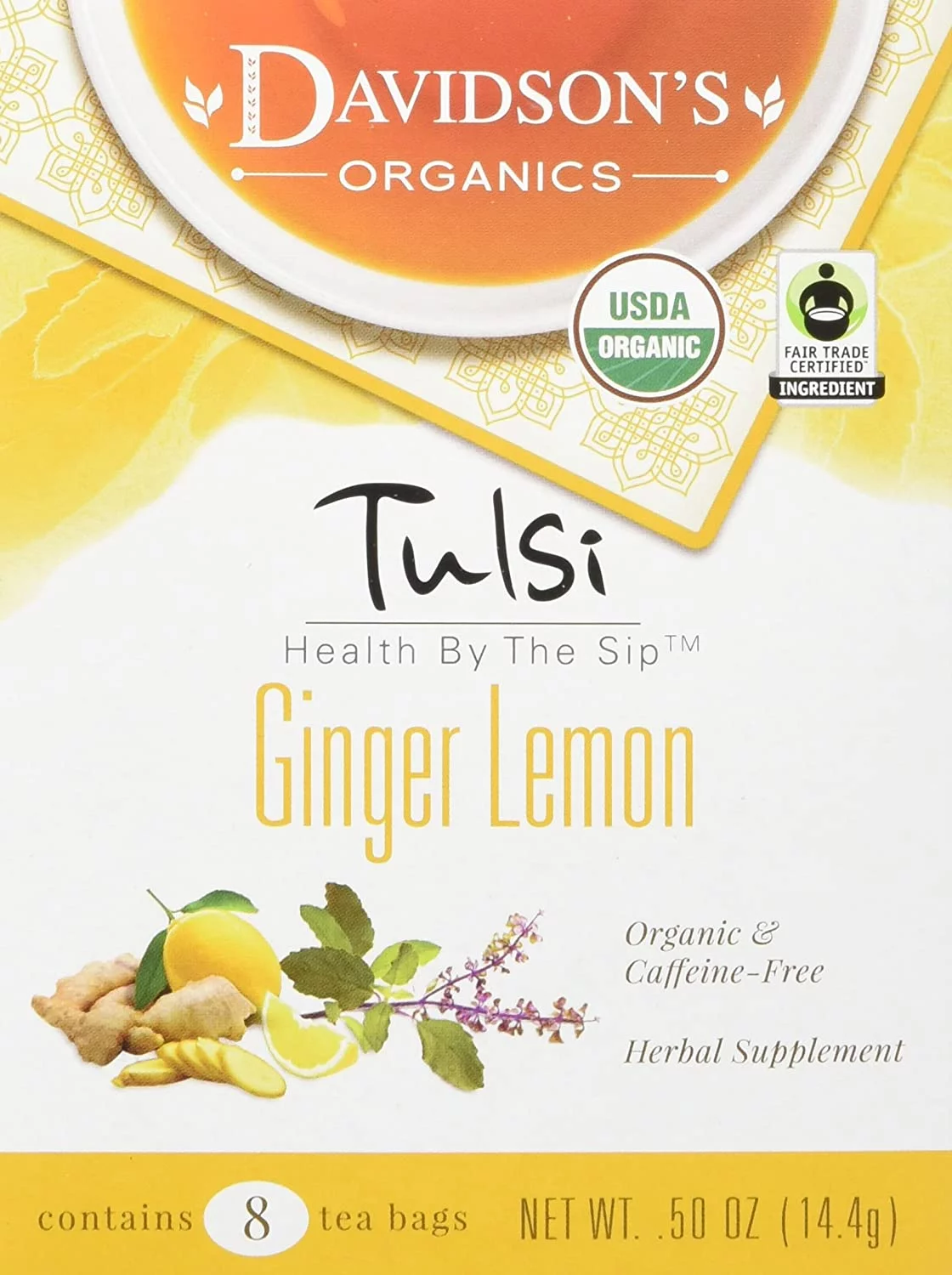 Davidsons Tea Tulsi Ginger Lemon, 8-Count Tea Bags (Pack of 12)