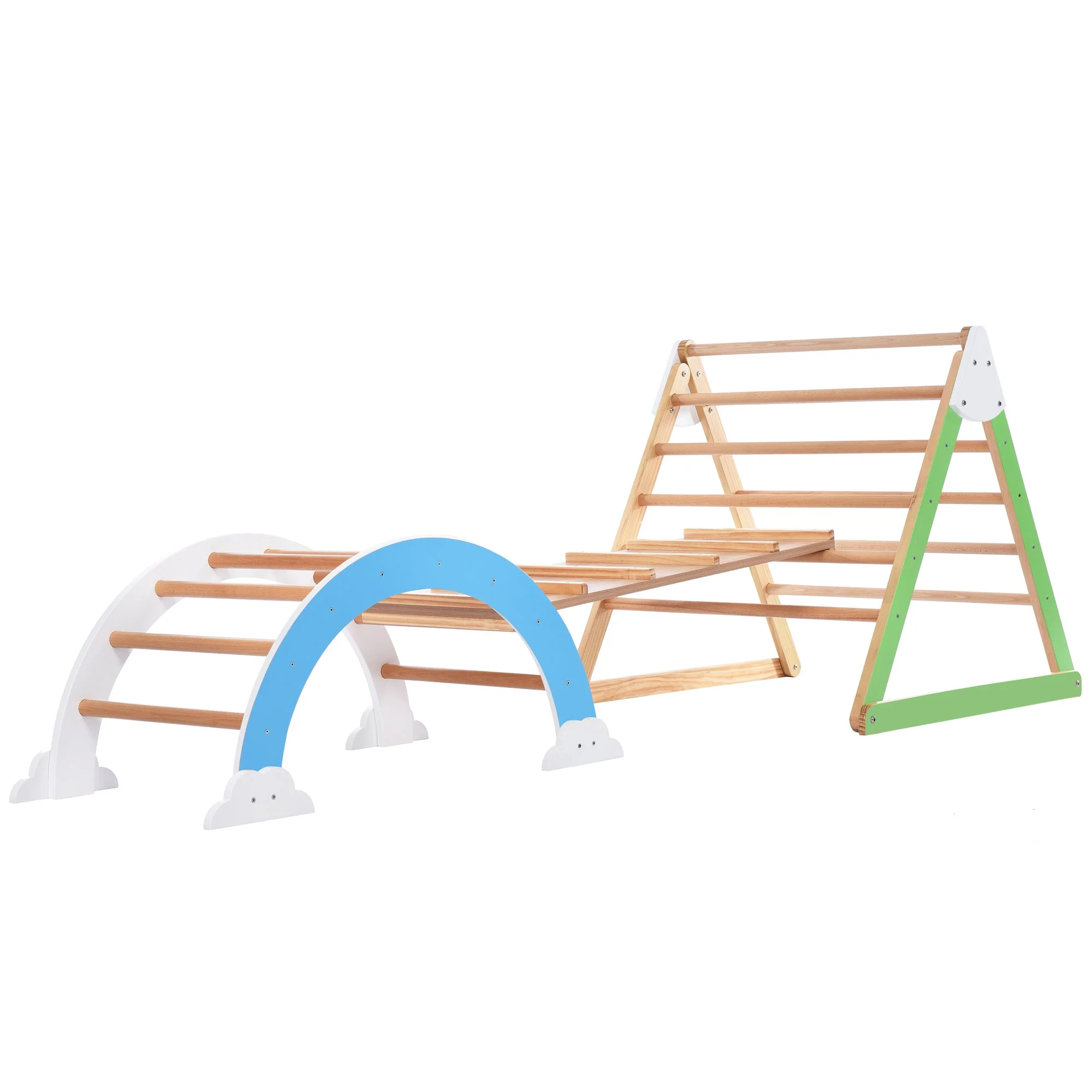 Toddlers Wooden Climber 8-in-1 Slide Swing Rings Playset Indoor Kids Playground