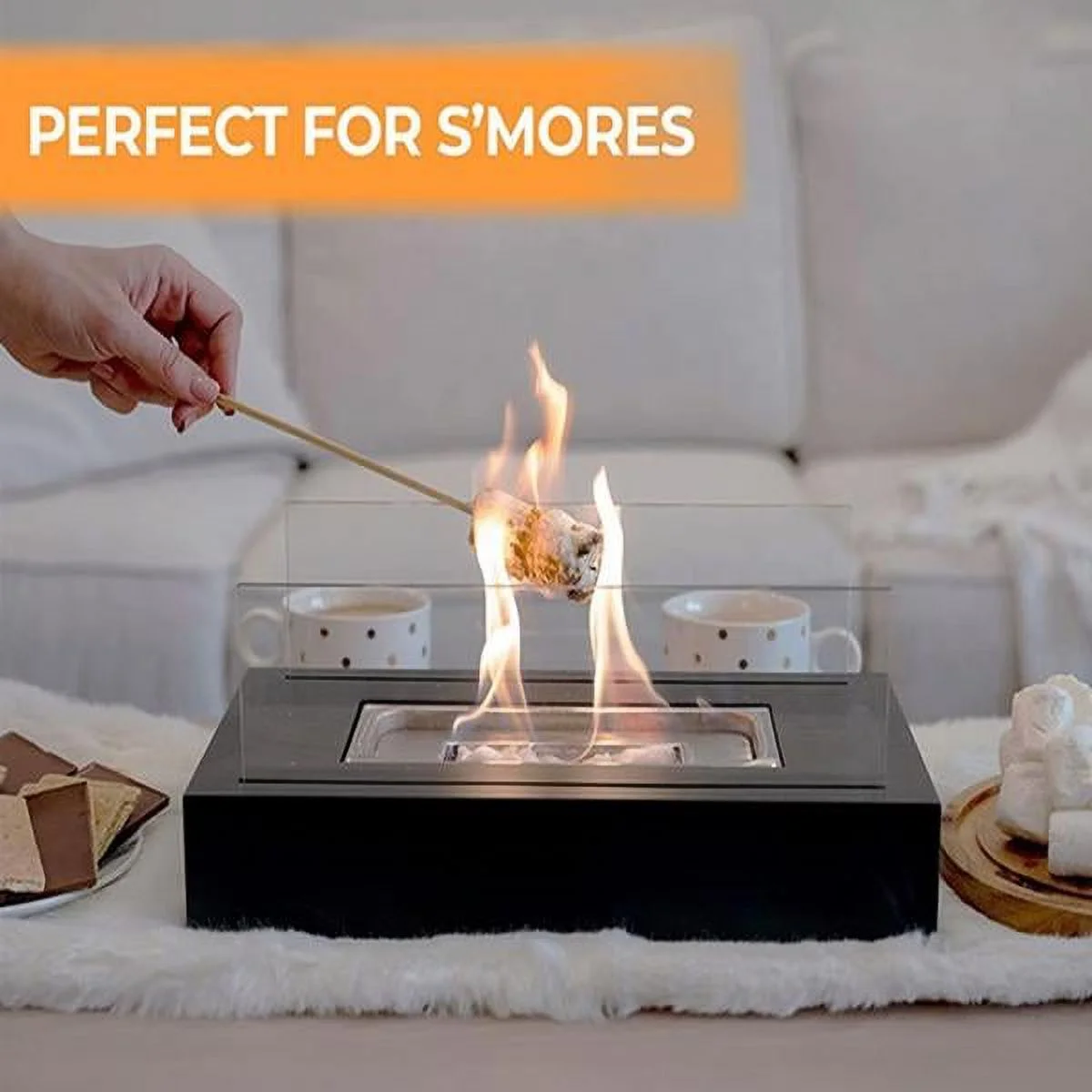 Portable Tabletop Fire Pits，Tabletop Smokeless Bio Ethanol Fireplace